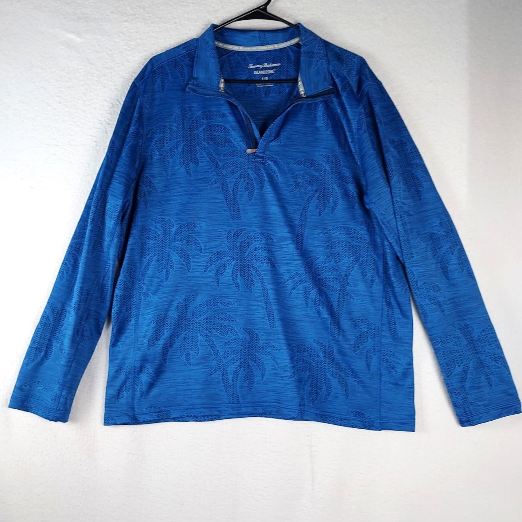 Tommy Bahama Tommy Bahama IslandZone L Blue Palm Tree Recycled Polyester 1/4 Zip Shirt Size US L / EU 52-54 / 3 - 2 Thumbnail