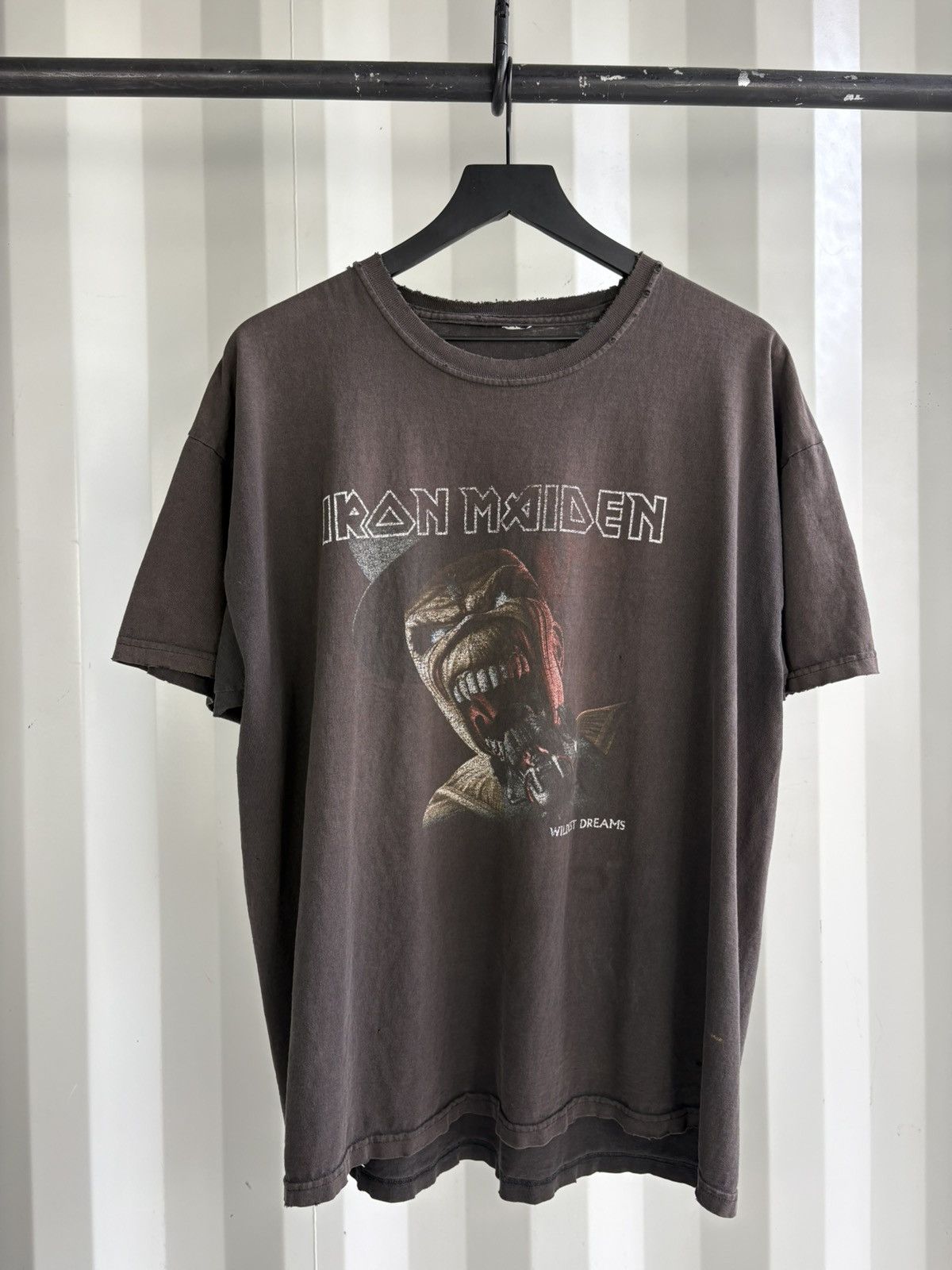 Thrashed Iron Maiden Faded Distressed Shirt GRUNGE Band