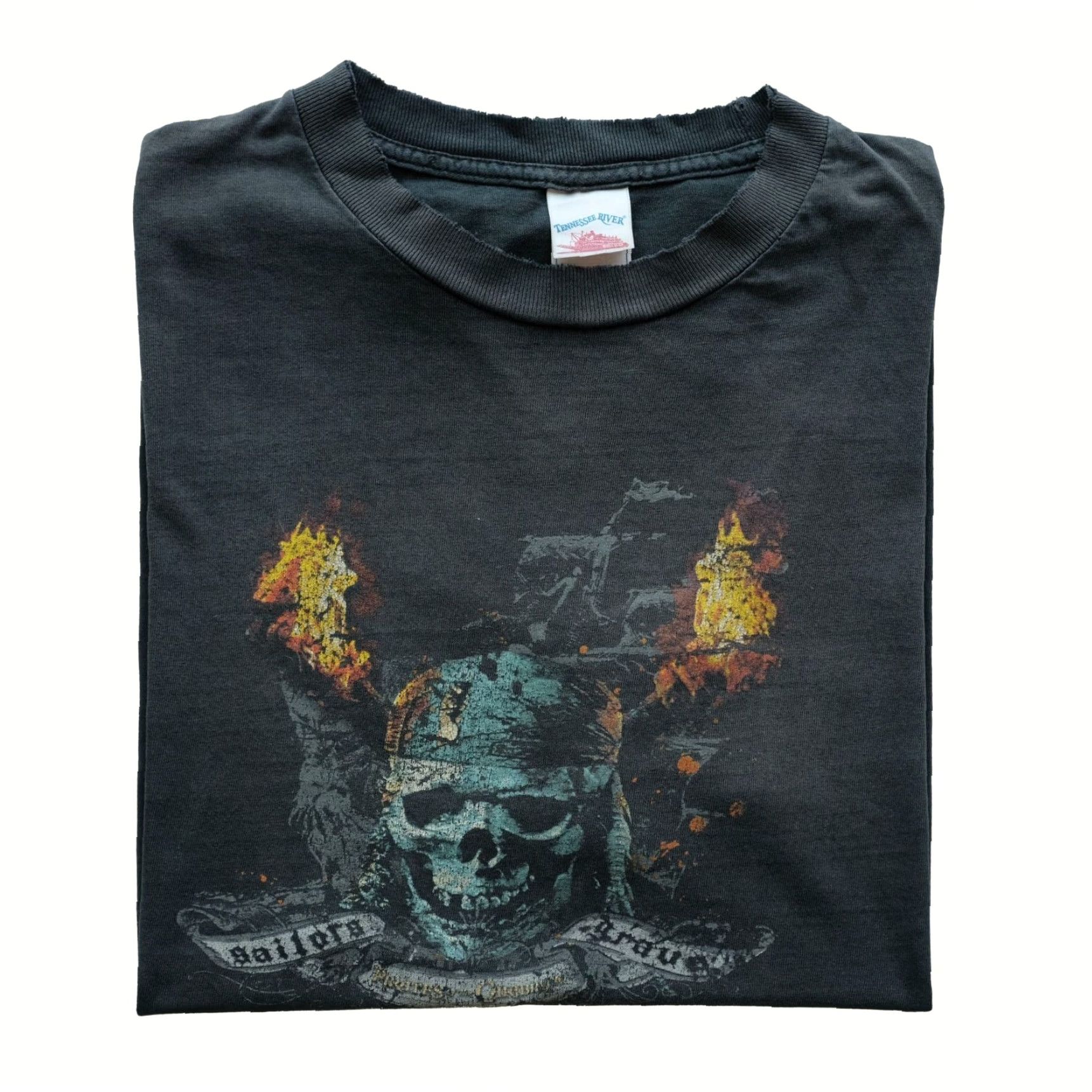 Vintage VINTAGE PIRATES OF THE CARIBBEAN T-SHIRT Men XL Black Short Sleeve Crew Neck Graphic Print 90s Theme Movie Sailors Grave Size US XL / EU 56 / 4 - 2 Thumbnail