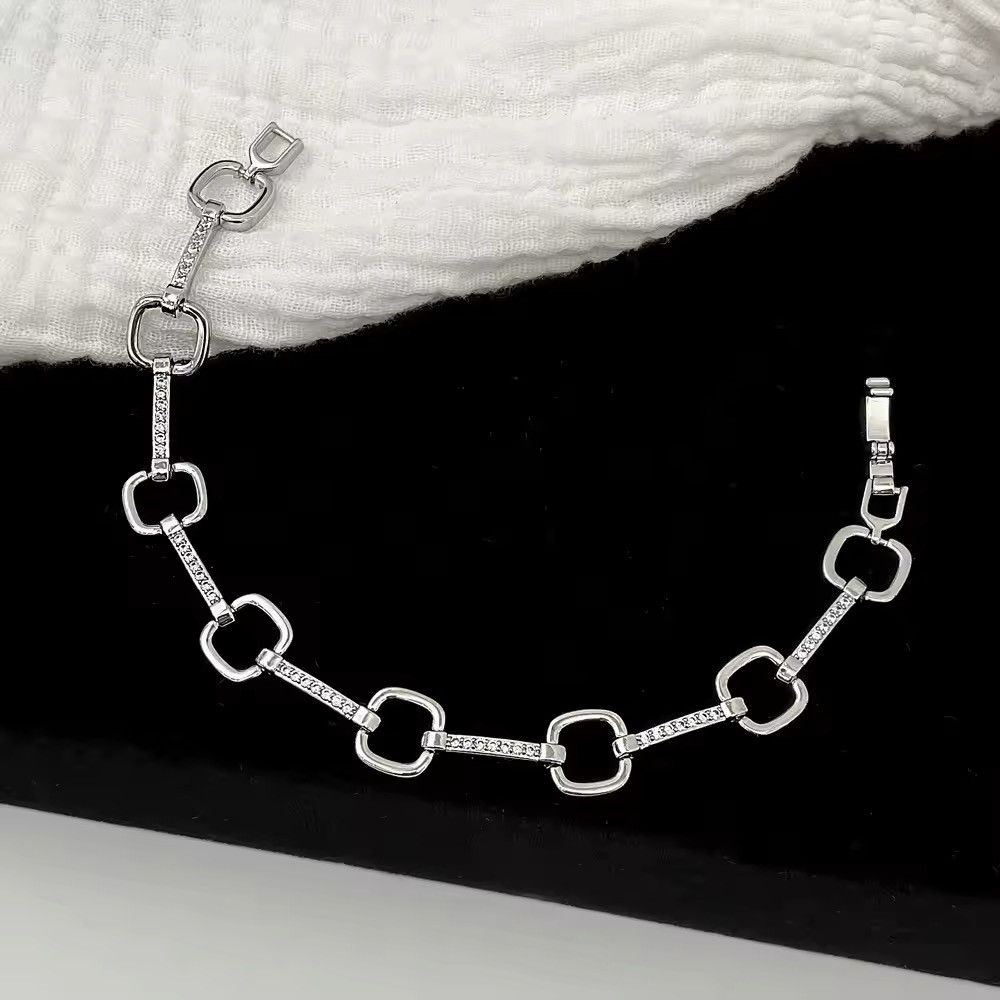 Jewelry Minimalist Square Zircon Charm Bracelets Size ONE SIZE - 5 Thumbnail