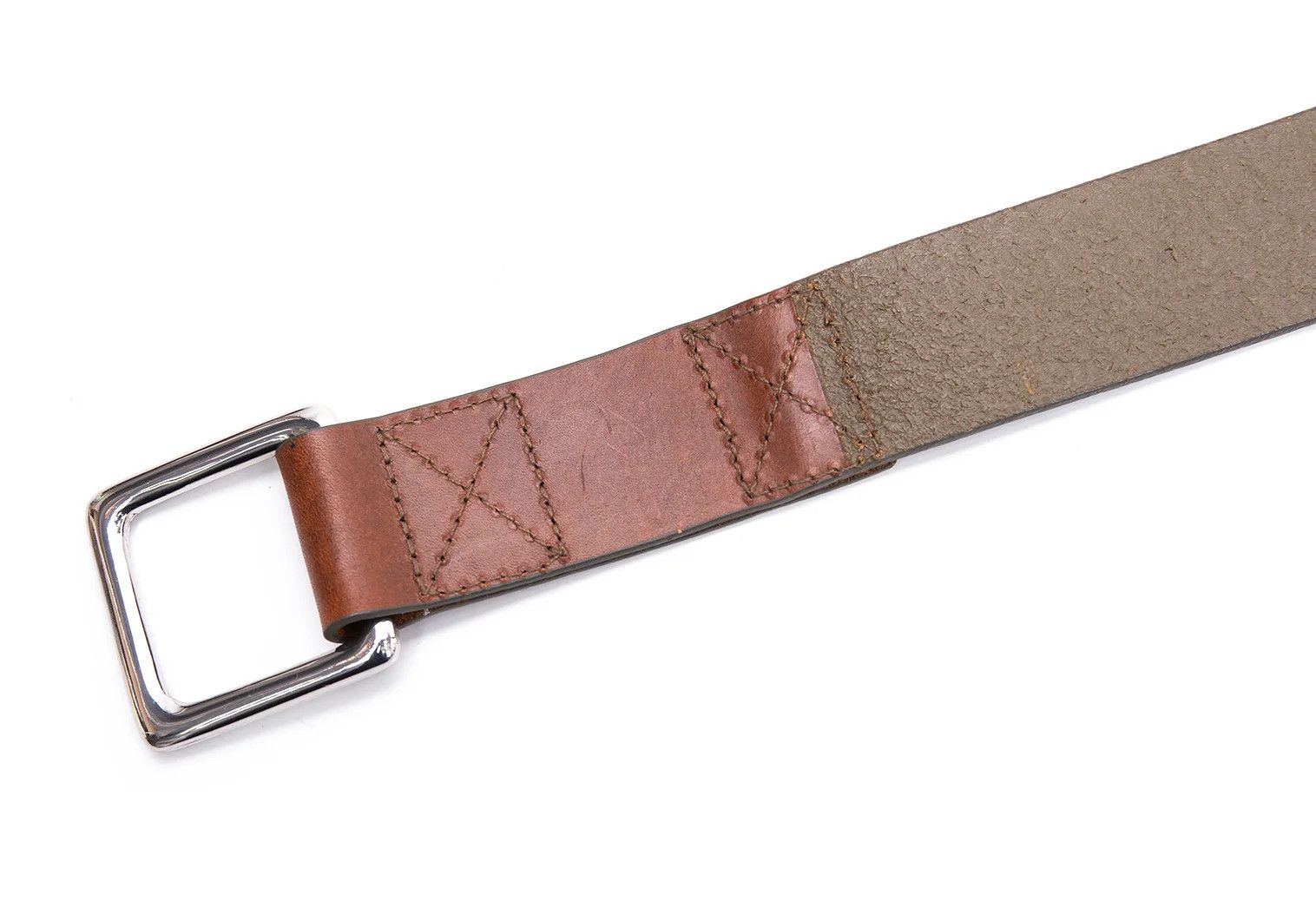 Armani Double Buckle Leather Belt in Khaki Brown, Size 38 Size ONE SIZE - 7 Thumbnail