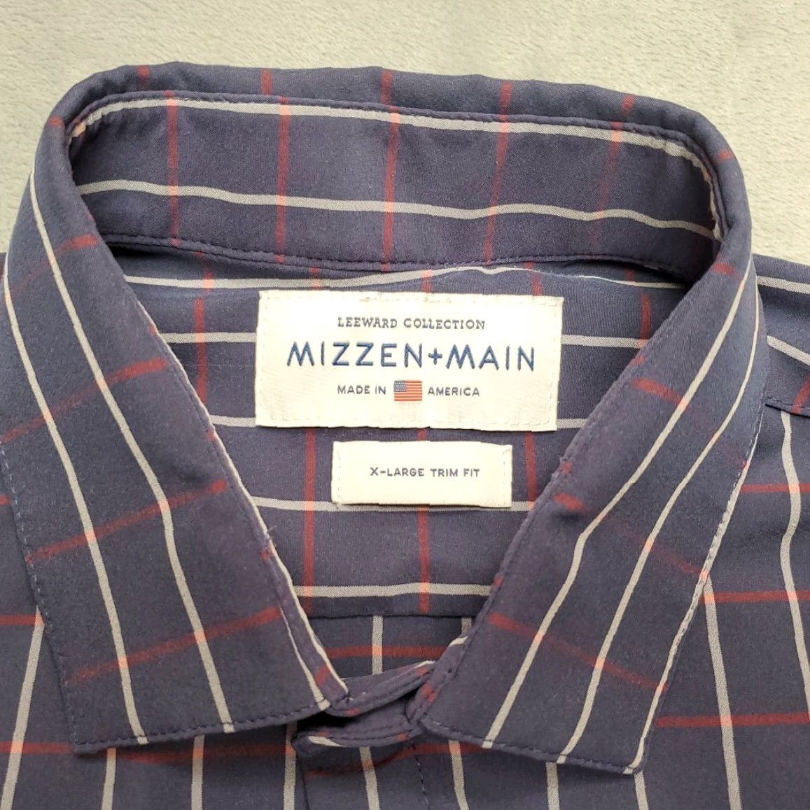 Mizzen+Main Mizzen+Main Shirt Mens XL Trim Fit Blue Plaid Leeward Long Sleeve Size US XL / EU 56 / 4 - 2 Thumbnail