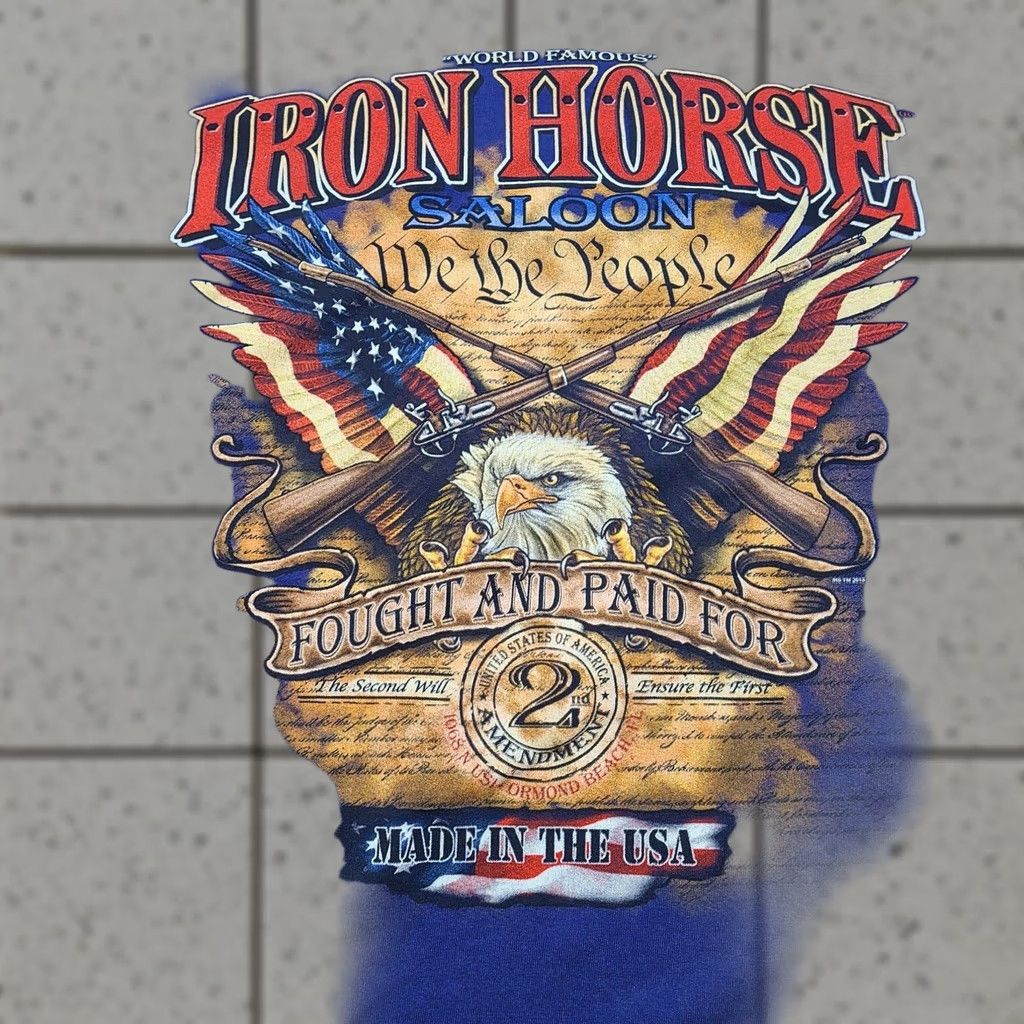 Gildan Iron Horse Saloon T-Shirt Men 2XL Blue America Eagle Florida Ormond Beach Gildan Crew Neck Short Sleeve Solid All Seasons 2010-2019 Size US XXL / EU 58 / 5 - 1 Thumbnail
