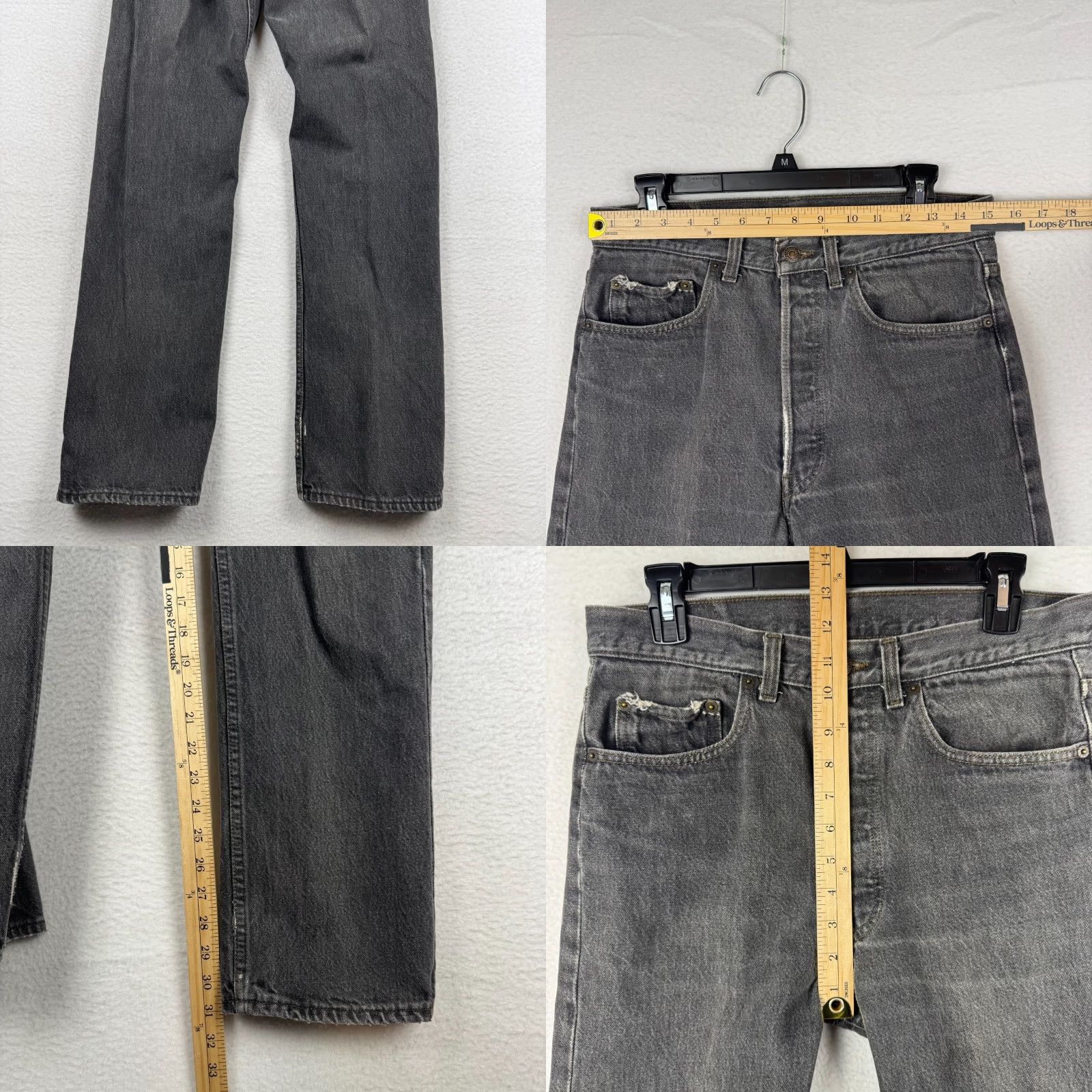 Levi's Vintage 90s Levis 501 Black 30x31 Straight Leg Jeans Button Fly Made in USA Size US 30 / EU 46 - 8 Thumbnail