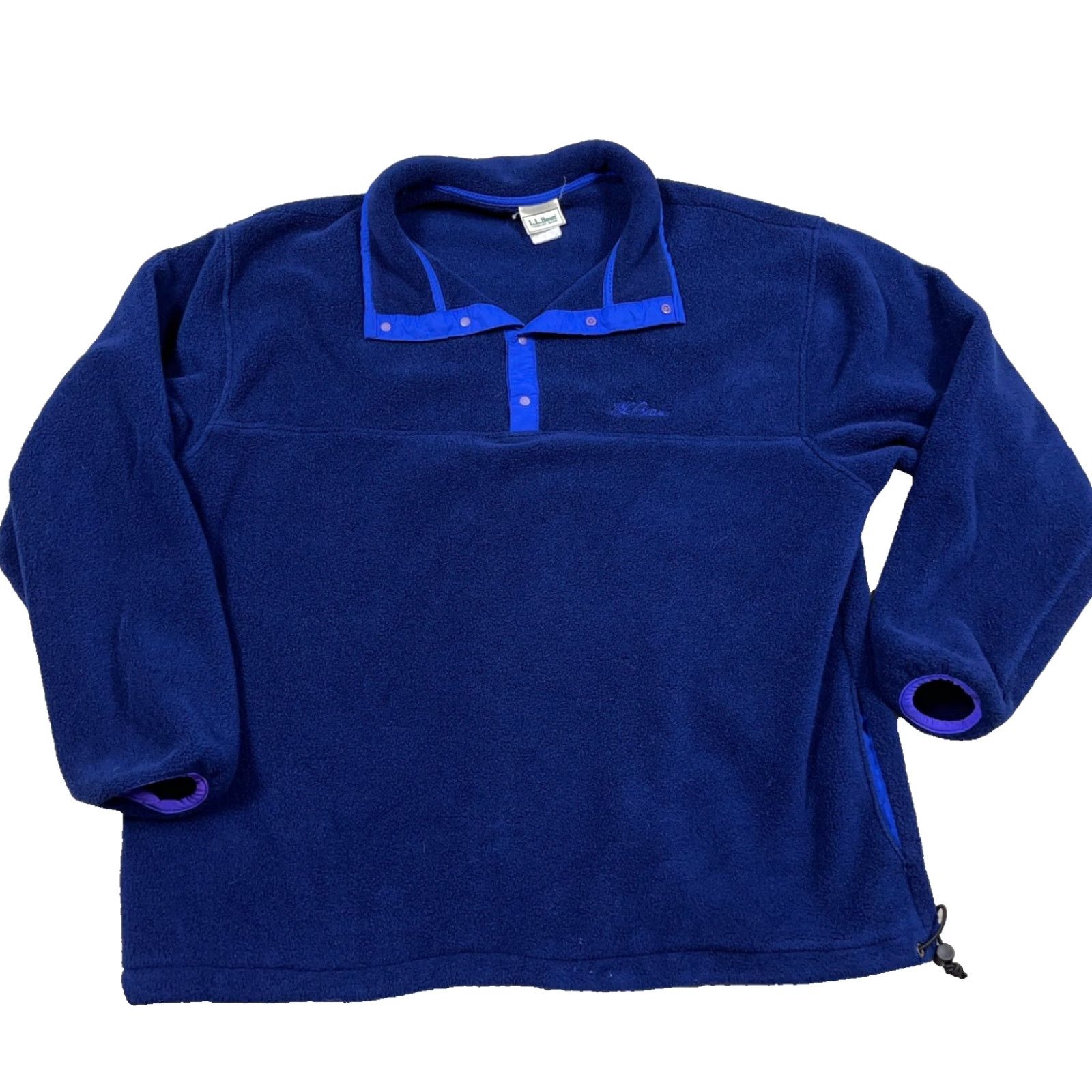 Vintage VINTAGE L.L.Bean Sweater Shirt Men Large Navy Blue Fleece Pullover Snap T 90s Adult Size US L / EU 52-54 / 3 - 2 Thumbnail