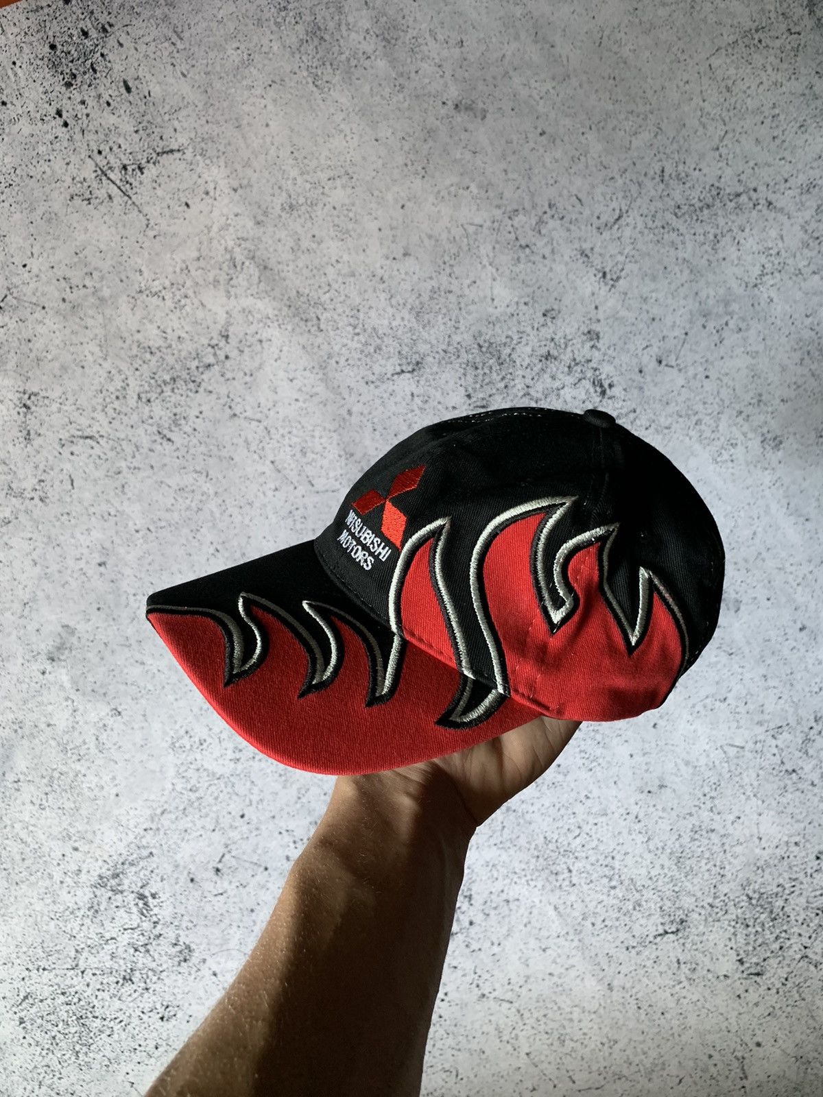 Vintage Vintage Flame Cap Mitsubishi Motors Y2K Hats Japanese Style Size ONE SIZE - 1 Thumbnail