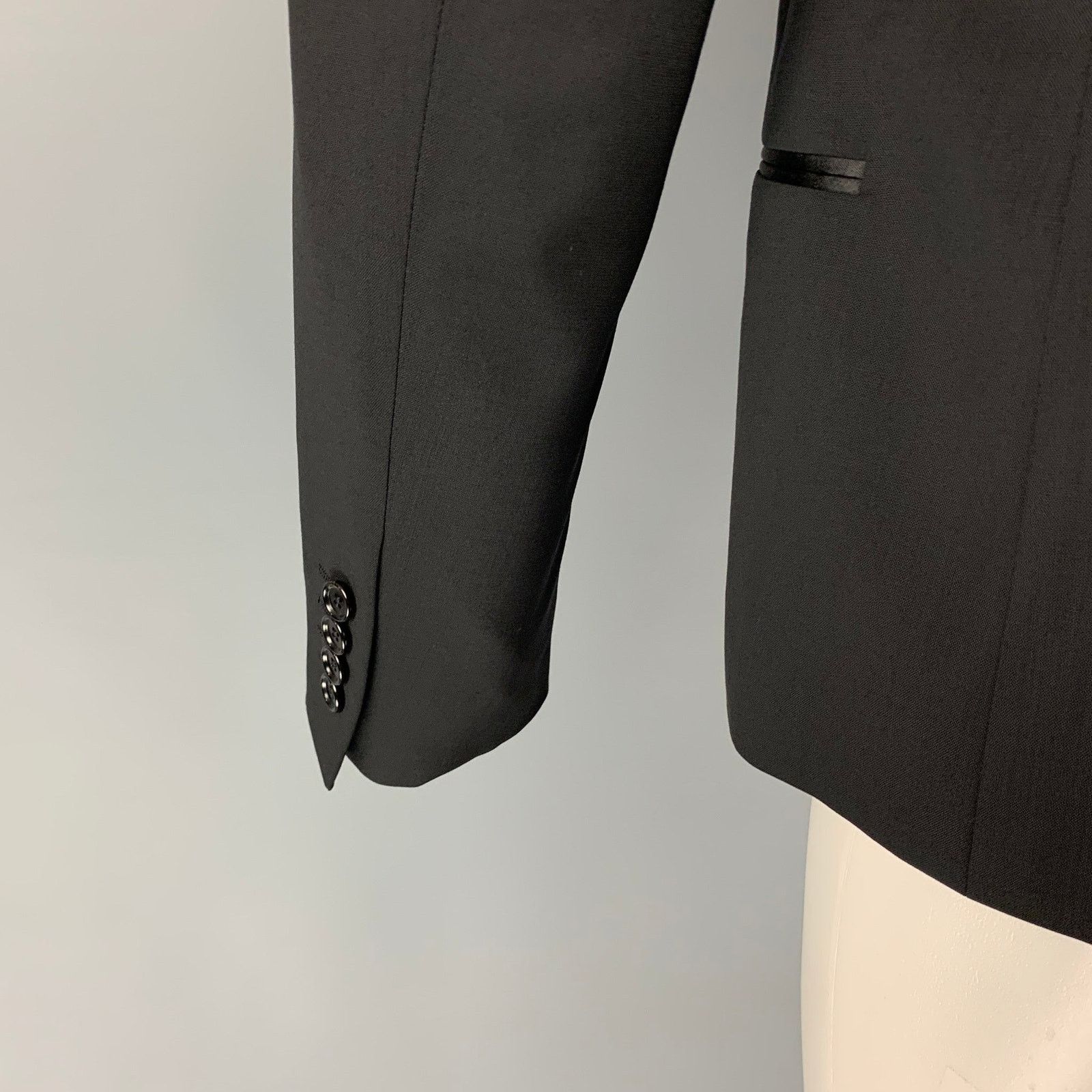 Lanvin LANVIN Size 38 Black Wool Lycra Tuxedo Sport Coat Size 38R - 4 Thumbnail