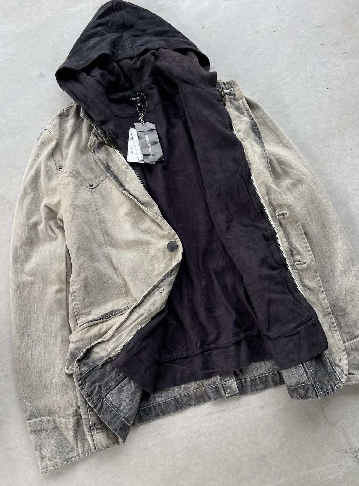 If Six Was Nine 🔥 In The Attic Homme Layered Style Hood Denim Jacket Size US M / EU 48-50 / 2 - 9 Thumbnail