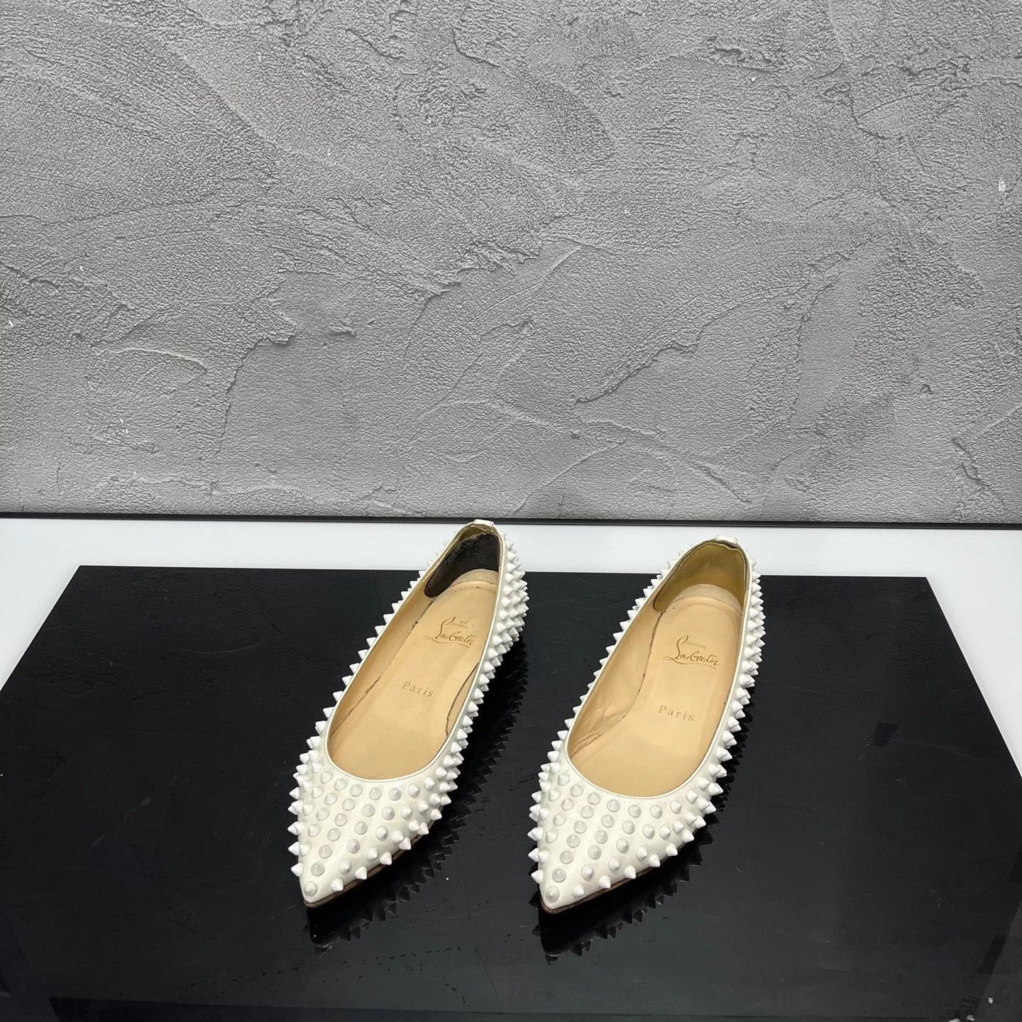 Christian Louboutin CL studded pointed toe flat 36.5 95 new Size US 5 / IT 35 - 1 Thumbnail