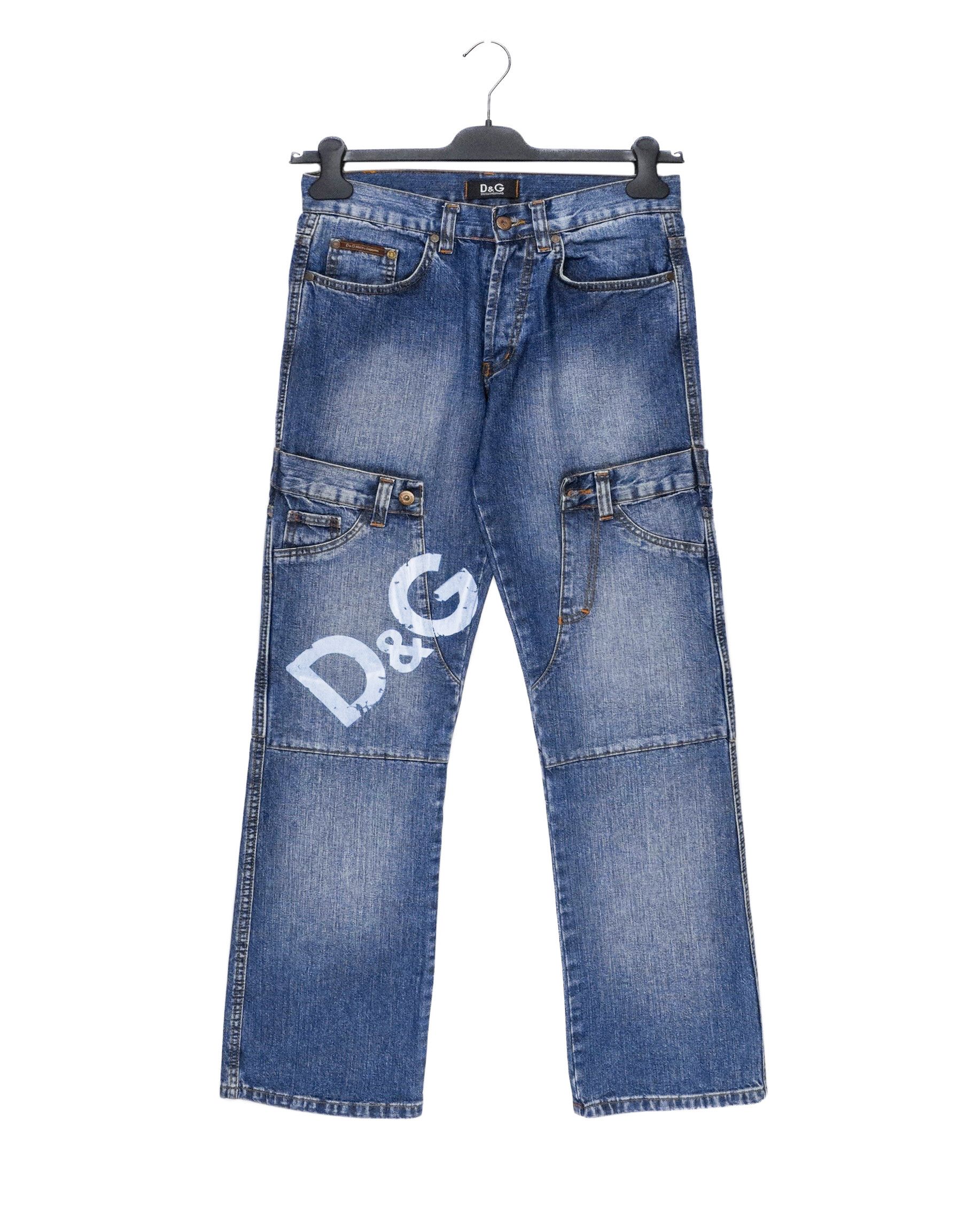 image of Archival Clothing x Dolce Gabbana Archive 90’S Dolce Gabbana Double Dg Logo Waist Pants Jeans in Bl