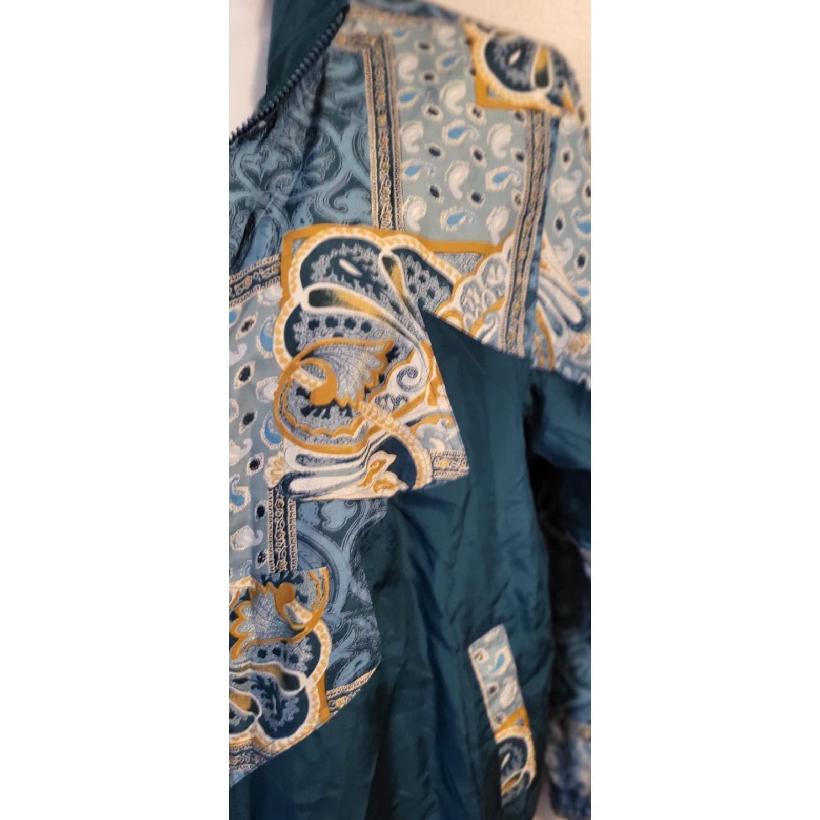 Vintage VINTAGE Hunt Club 2 Pc Track Suit Teal Gold M Women's Silk EUC Jacket Pants 1980s Size 32" / US 10 / IT 46 - 5 Thumbnail