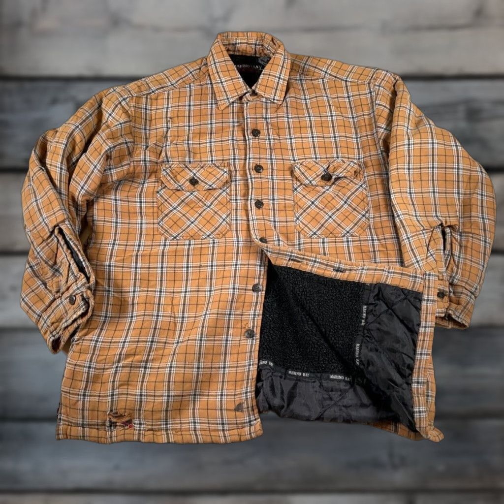 Thrasher VINTAGE Marino Bay Thrashed Sherpa Lined Flannel Shirt Jacket Adult Large Brown Plaid Distressed Workwear Mens Regular Jacket Size US L / EU 52-54 / 3 - 1 Thumbnail