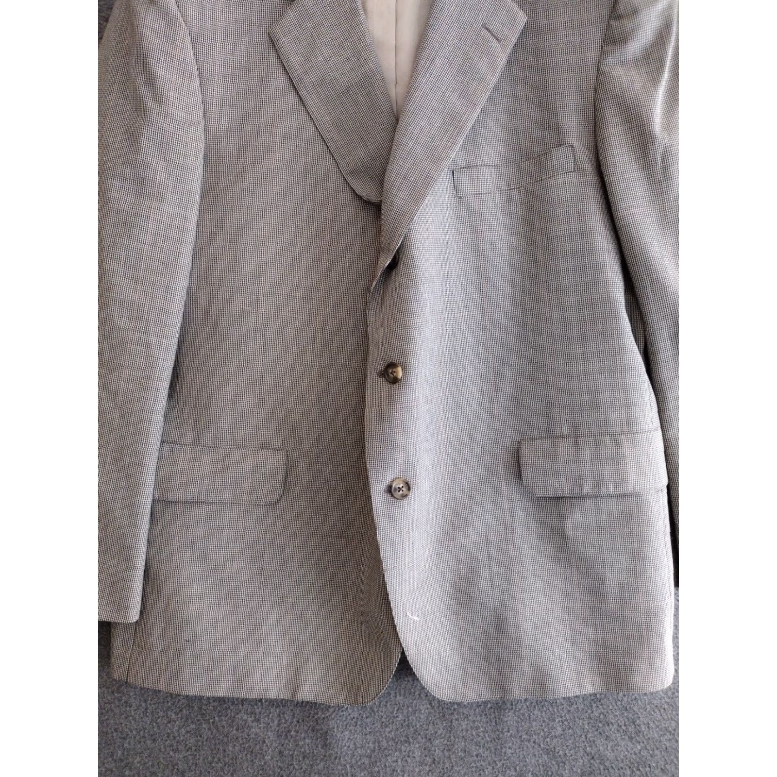 Vintage VINTAGE Blazer Mens 3 Button Suit Jacket Sport Coat 42 Chest 42 Solid Wool Blended Fabric Light Gray Notch Lapel Regular Fit Single-Breasted 90s Mens Size 42R - 7 Thumbnail