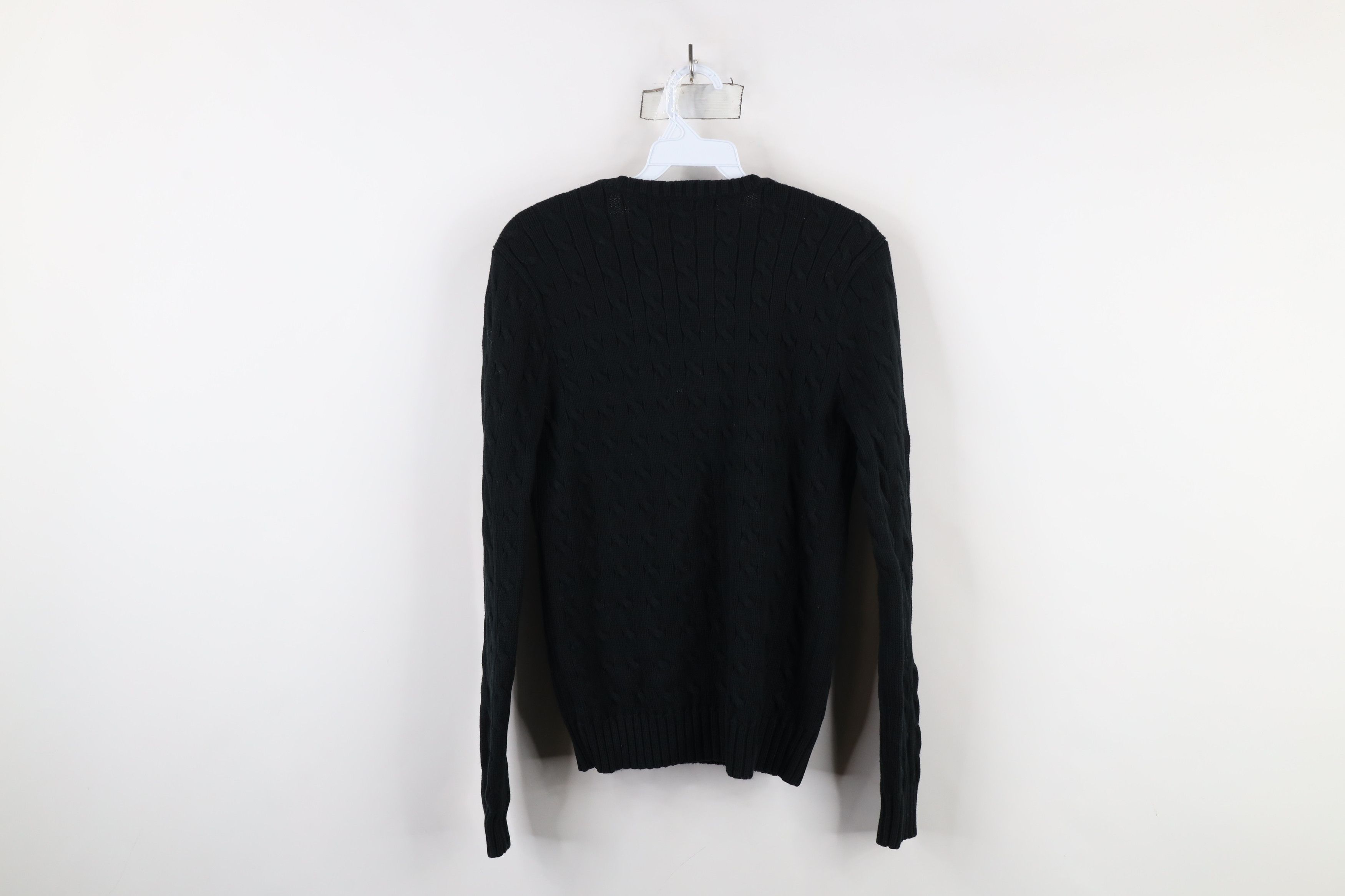 Ralph Lauren × Vintage Vintage 90s Ralph Lauren Cable Knit V-Neck Sweater Black Size L / US 10 / IT 46 - 7 Thumbnail
