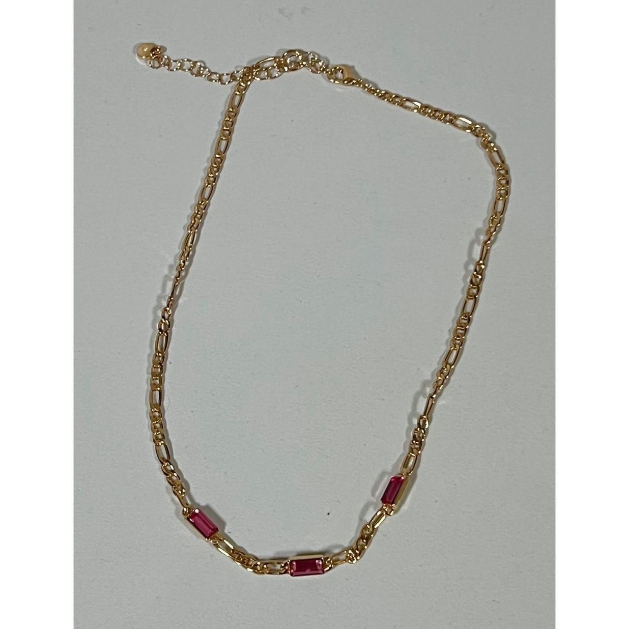 Jewelry × Vintage Gold Pink Diamond Gemstone Chainlink Necklace Jewelry 💖 Size ONE SIZE - 3 Thumbnail