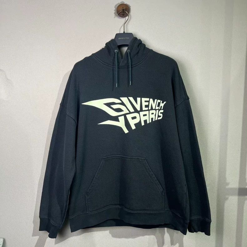 Givenchy Givenchy Black logo lettering print hooded sweatshirt Size US XL / EU 56 / 4 - 1 Thumbnail