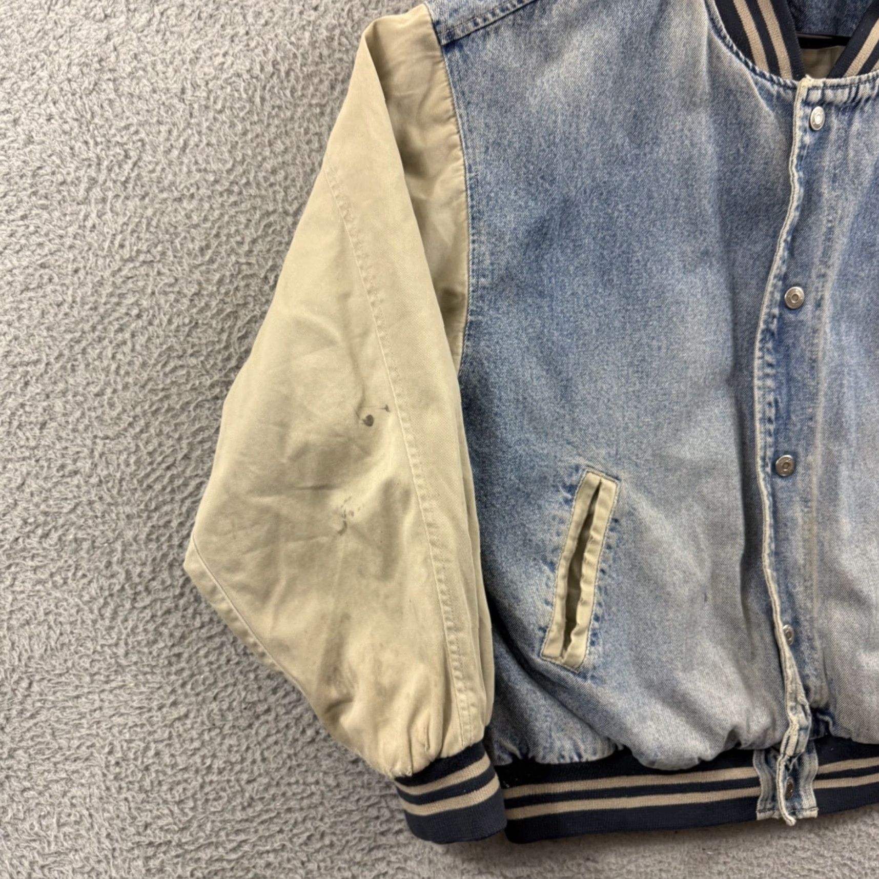 Denime VINTAGE Genus Jacket Mens Large Blue Denim Bomber 90s Snap Outdoor Size US L / EU 52-54 / 3 - 4 Thumbnail