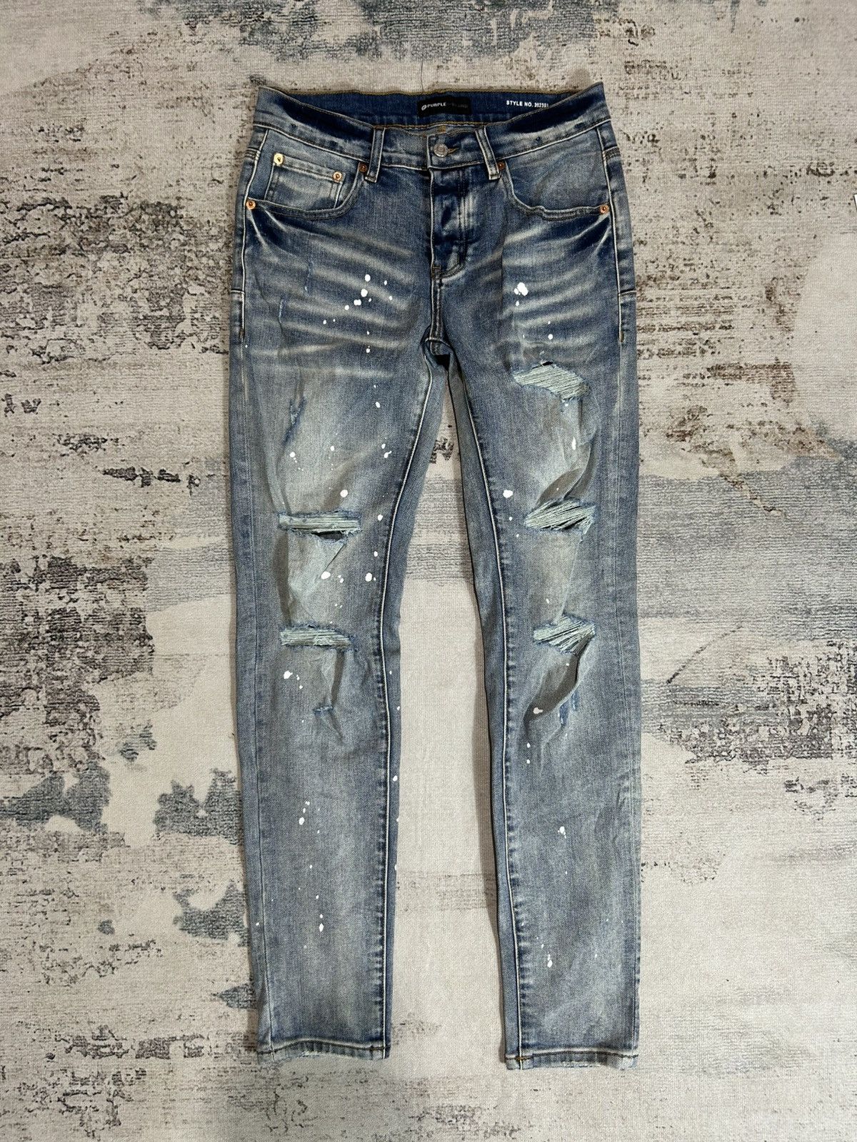 Purple Brand Purple Brand Blue Washed Paint Denim Size US 29 - 1 Thumbnail