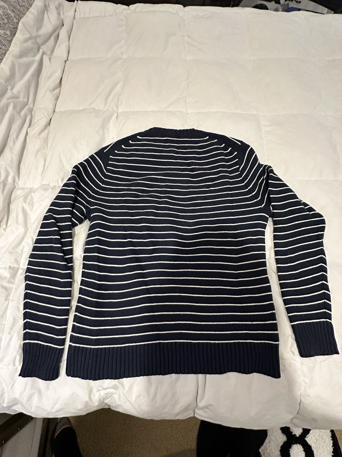 J.Crew Navy and White striped Sweater Size US L / EU 52-54 / 3 - 4 Thumbnail