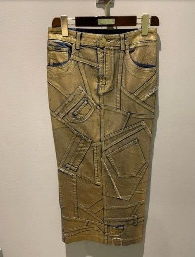 Tom Ford o1w1db10225 GCD070 Jeans Skirt in Gold Size 26" / US 2 / IT 38 - 1 Preview