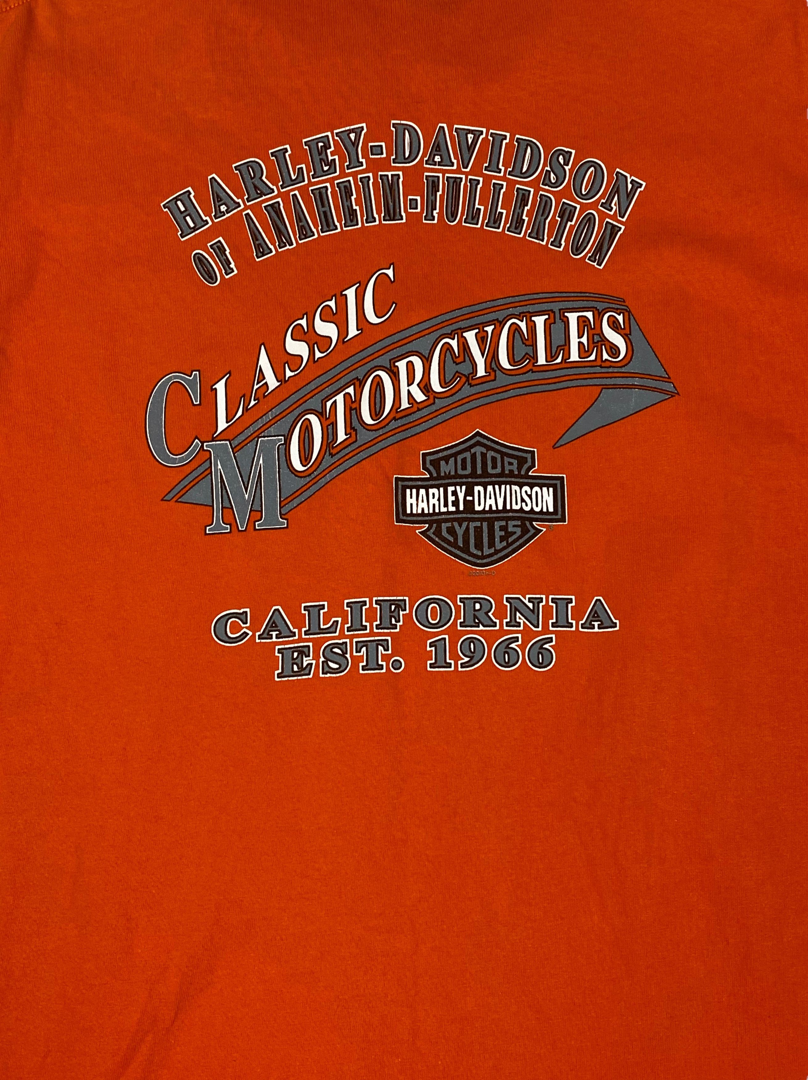 Harley Davidson Vintage HARLEY DAVIDSON US Made Big Logo Orange T-Shirt M745 Size US L / EU 52-54 / 3 - 8 Thumbnail