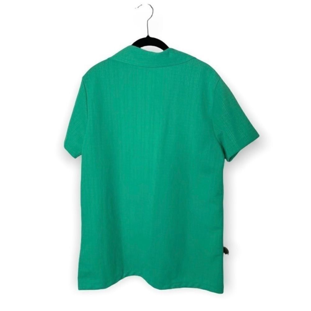 Other Vintage Style Green Short Sleeve Button Down Shirt with Fron Size M / US 6-8 / IT 42-44 - 2 Thumbnail