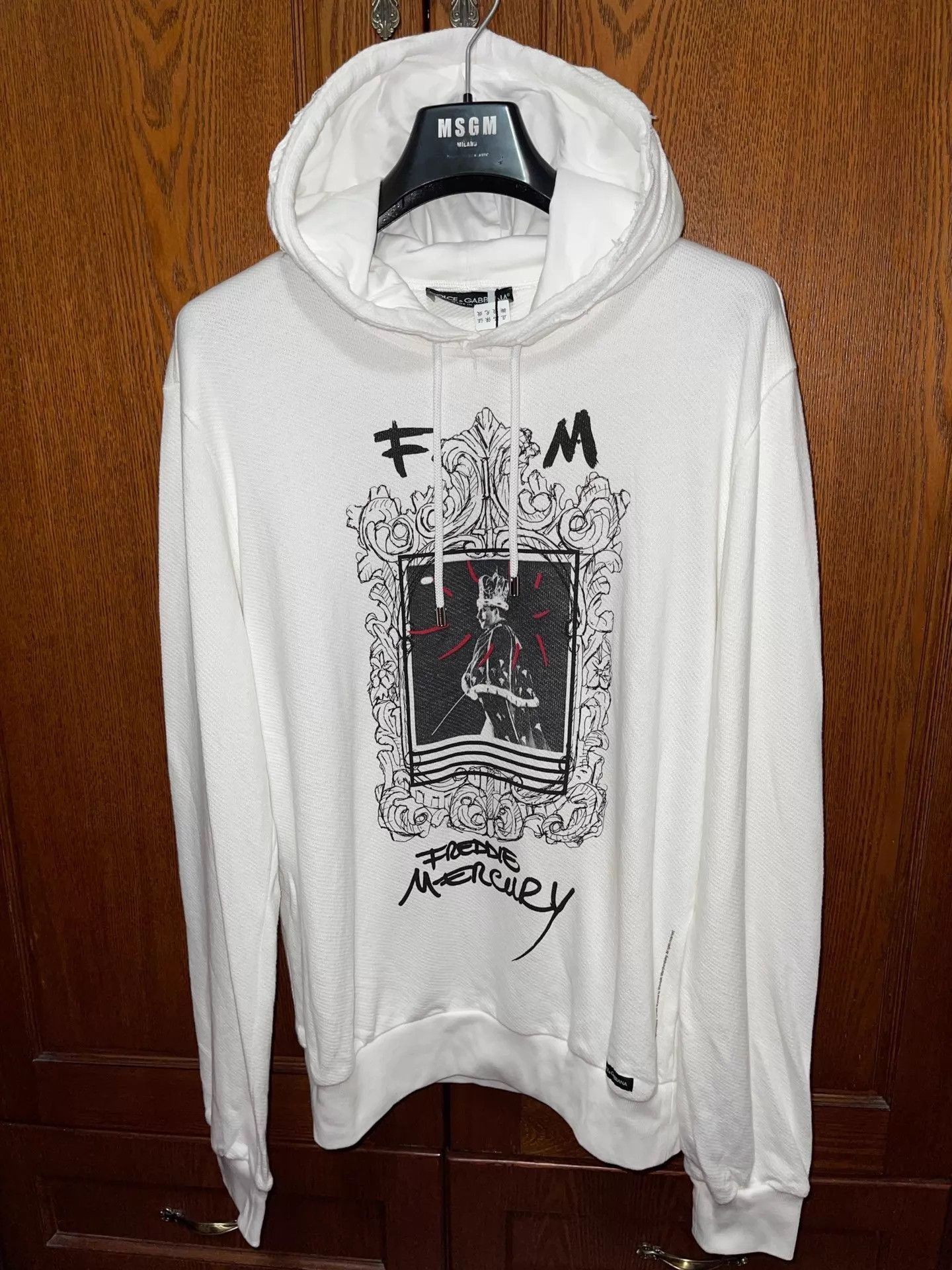 Dolce & Gabbana White Freddie Mercury Graphic Hoodie Size US M / EU 48-50 / 2 - 1 Thumbnail
