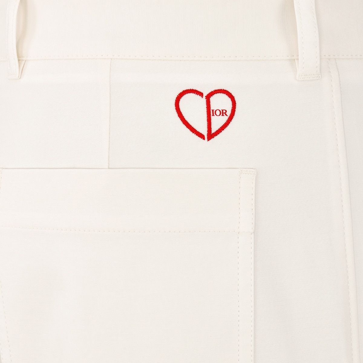 Dior o1bcso1str0226 CD Heart Embroidered Pants in White Size US 30 / EU 46 - 3 Thumbnail