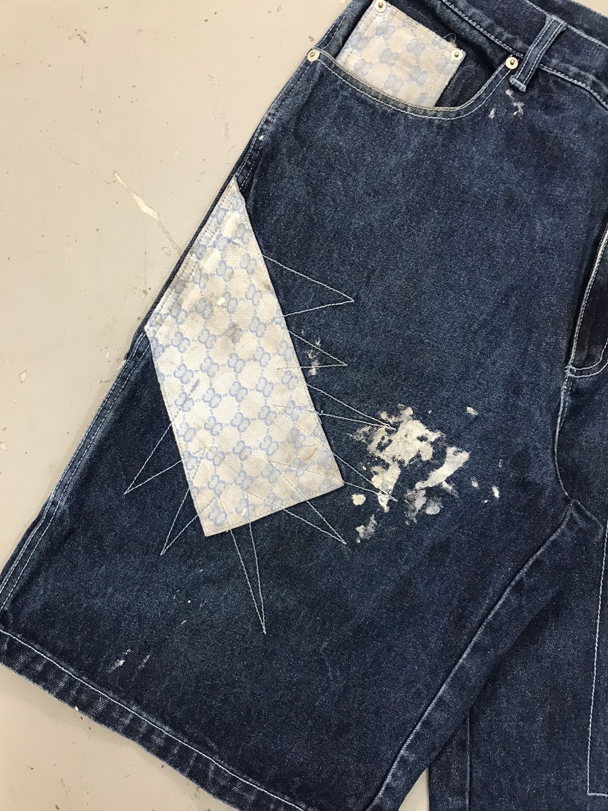 Vintage Vintage synergy patchwork dusty denim short Size US 36 / EU 52 - 5 Thumbnail