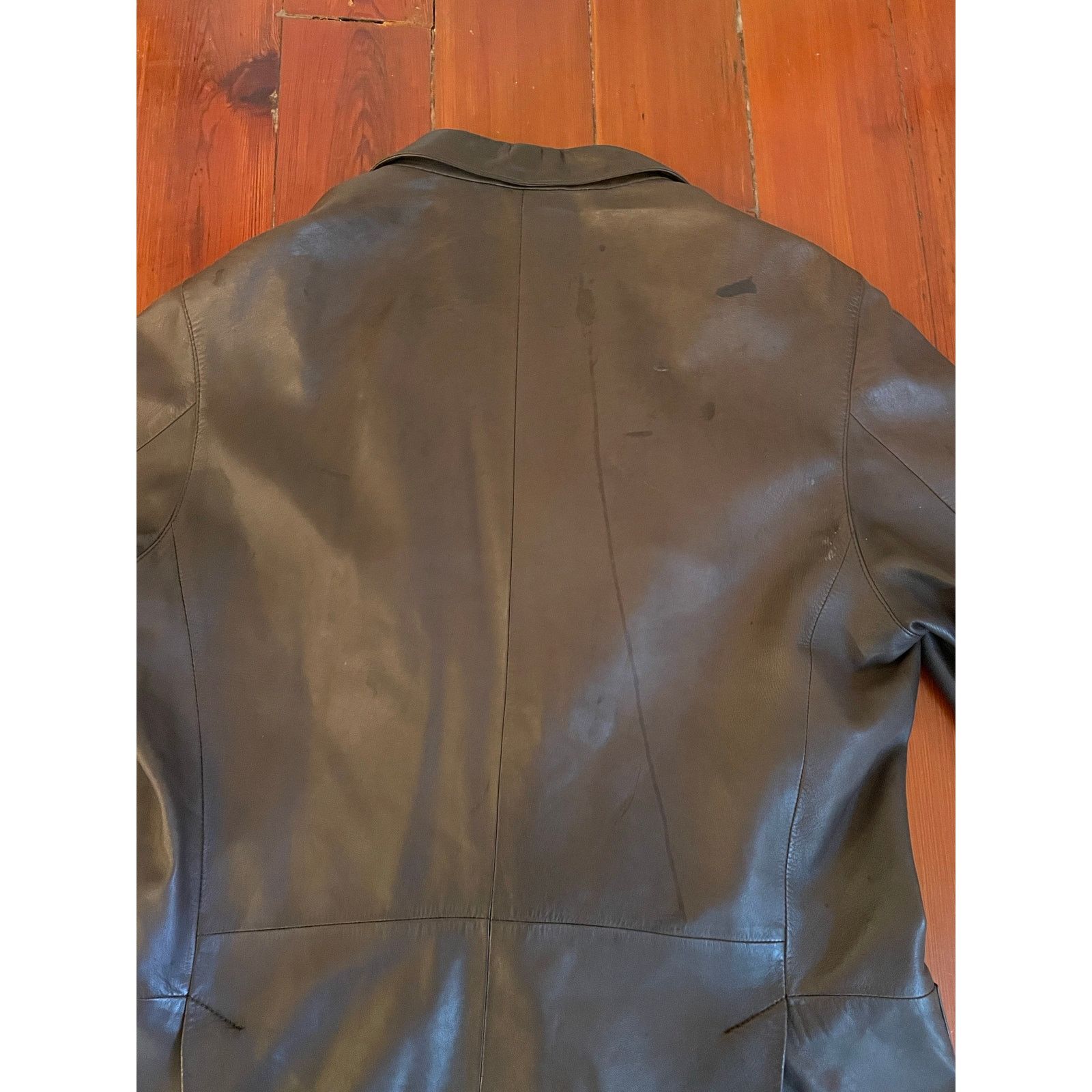 Tommy Hilfiger Hilfiger Vintage Brown Leather Blazer Men XL Made in Italy Size US XL / EU 56 / 4 - 4 Thumbnail