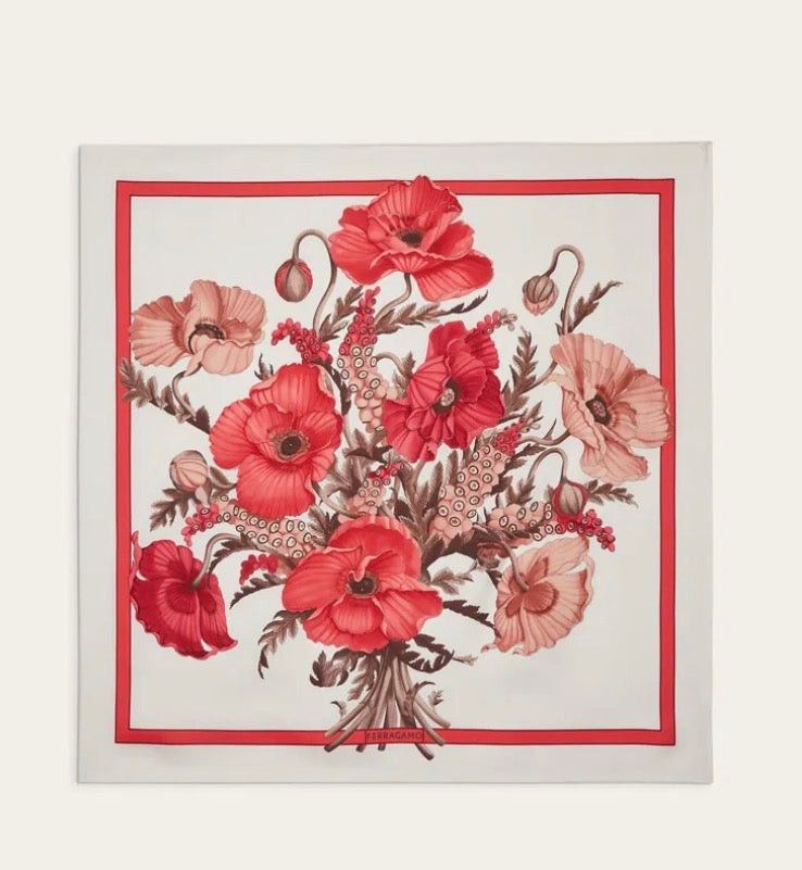 Ferragamo Poppies Print Silk