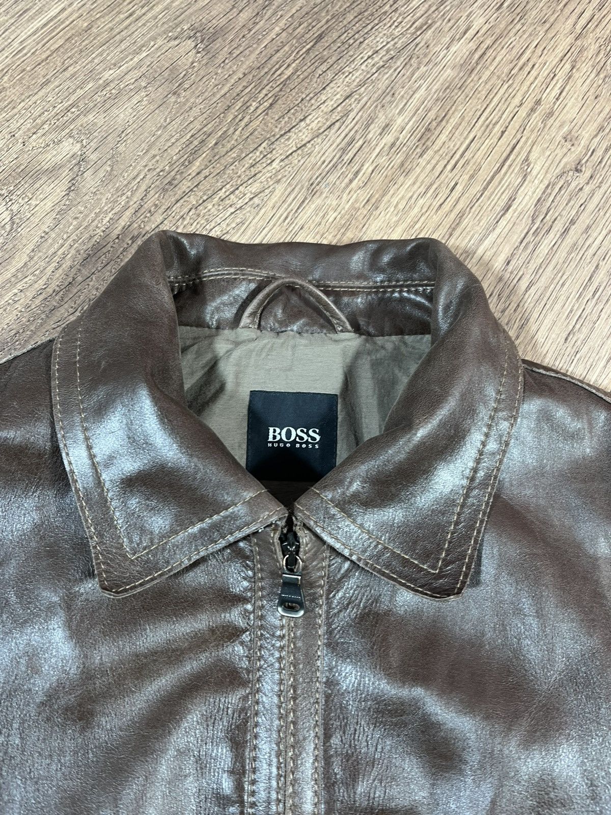 Hugo Boss Hugo Boss Nappa Brown Leather Bomber Rare Size US M / EU 48-50 / 2 - 8 Thumbnail