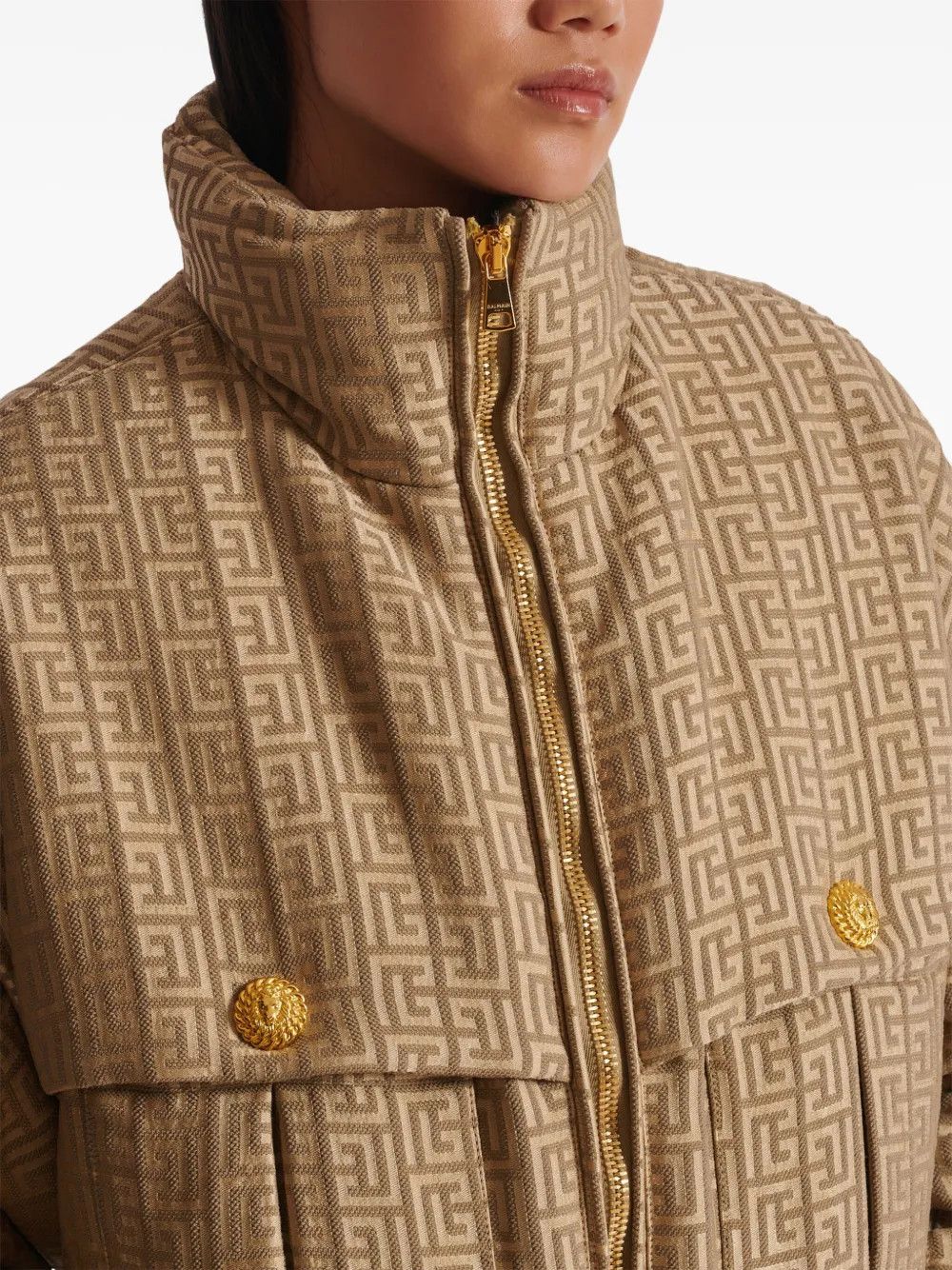 Balmain o1loc1c0526 Bomber Jacket in Beige Size XS / US 0-2 / IT 36-38 - 5 Thumbnail