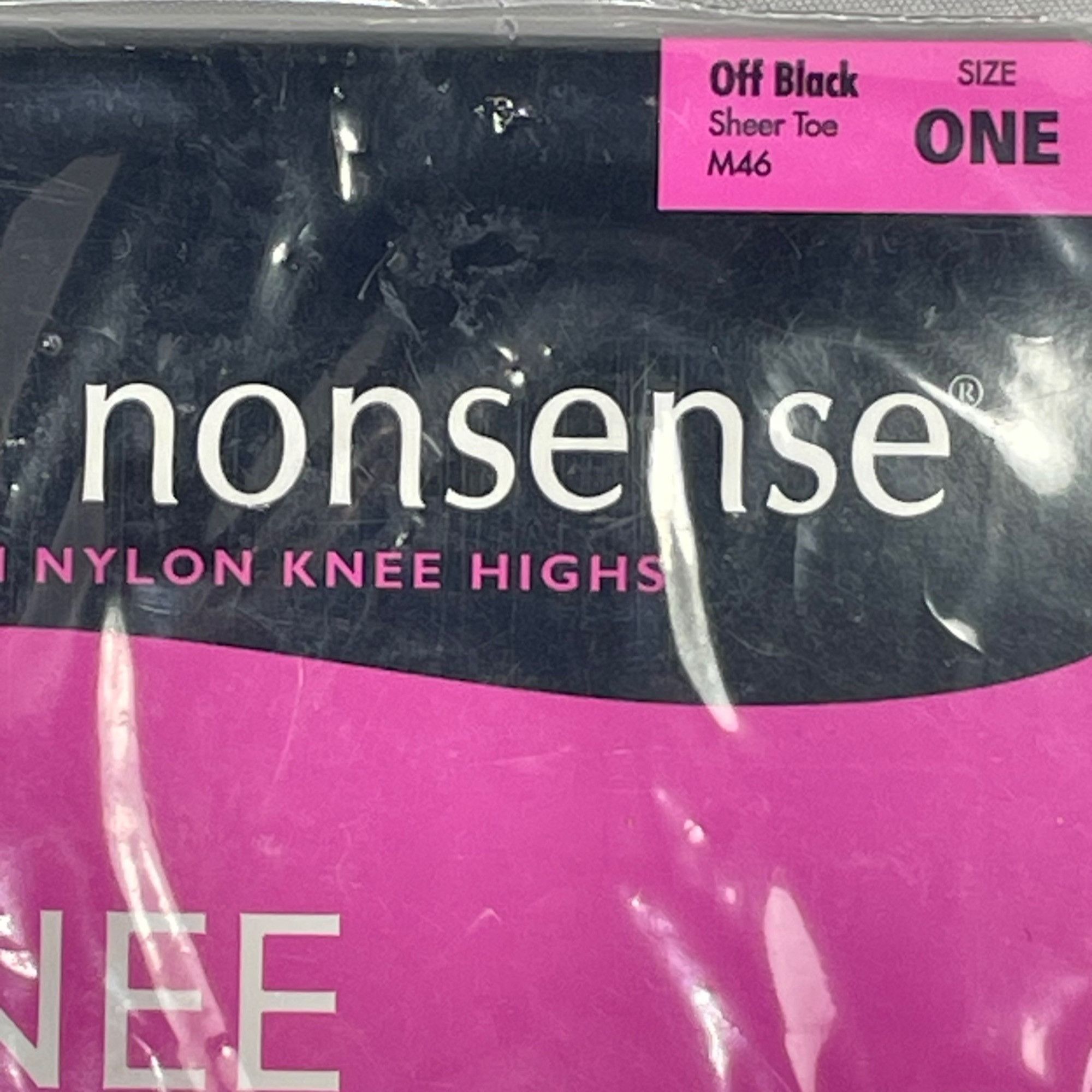 Hanes No Nonsense Premium Nylon Knee Highs Sheer Toe Off Black 2 P Size ONE SIZE - 2 Thumbnail