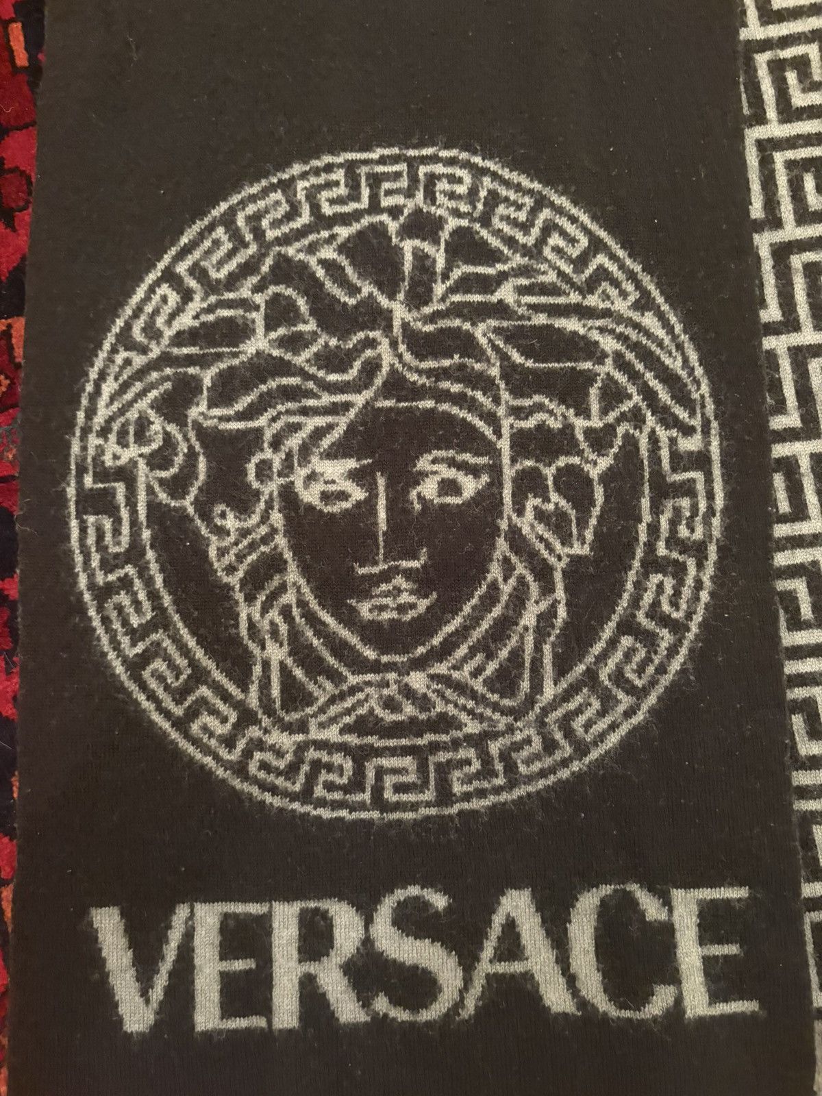 Versace Wool Black/Grey Versace Medusa Scarf Size ONE SIZE - 3 Thumbnail