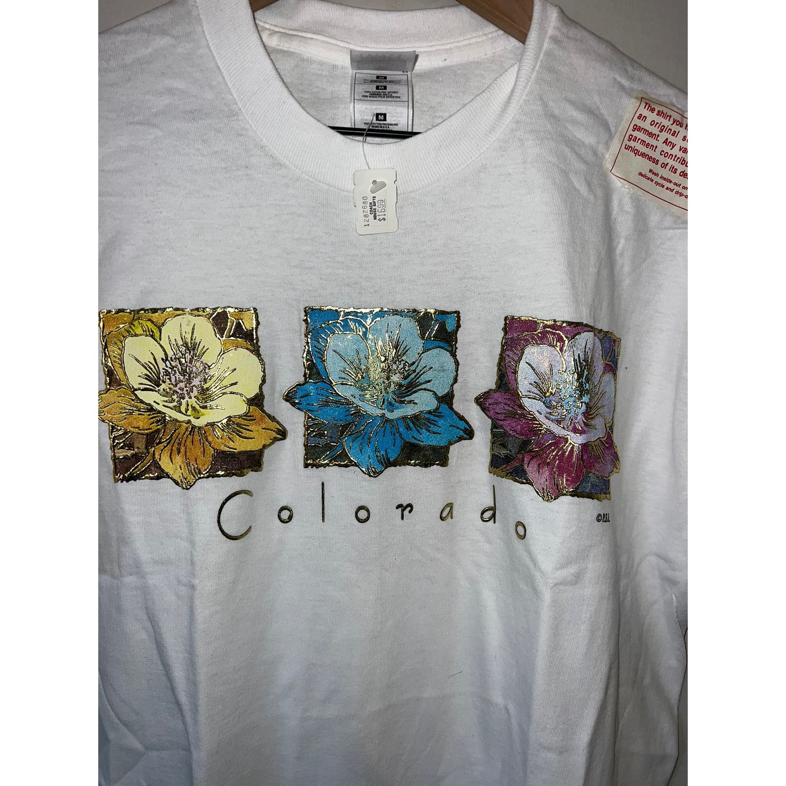 Fruit Of The Loom 90s CO Colorado Columbine Flowers Flower Shirt VTG 1990s M Size US M / EU 48-50 / 2 - 2 Thumbnail