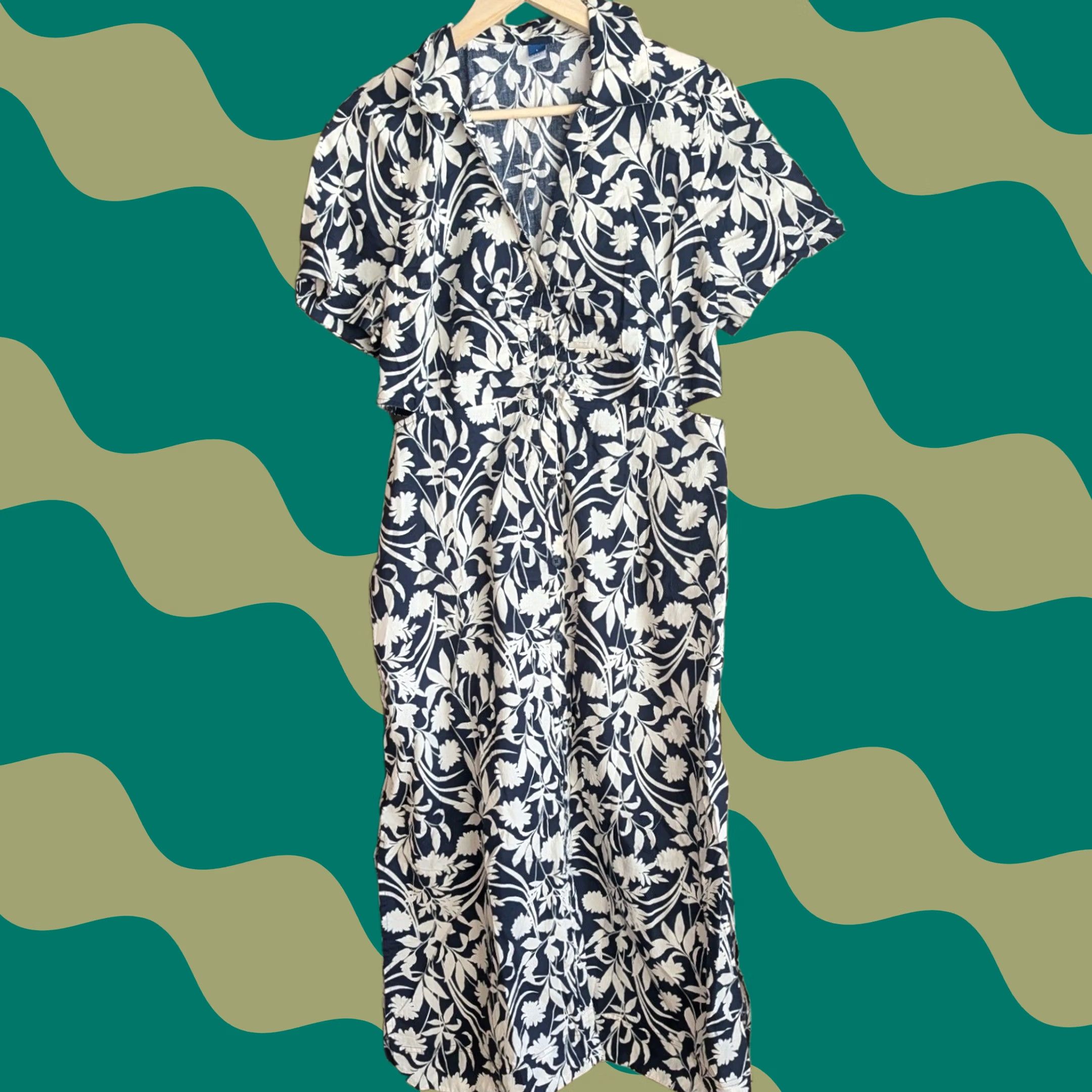 old navy white dress with blue flowers Old Navy Blue Floral Midi Dress