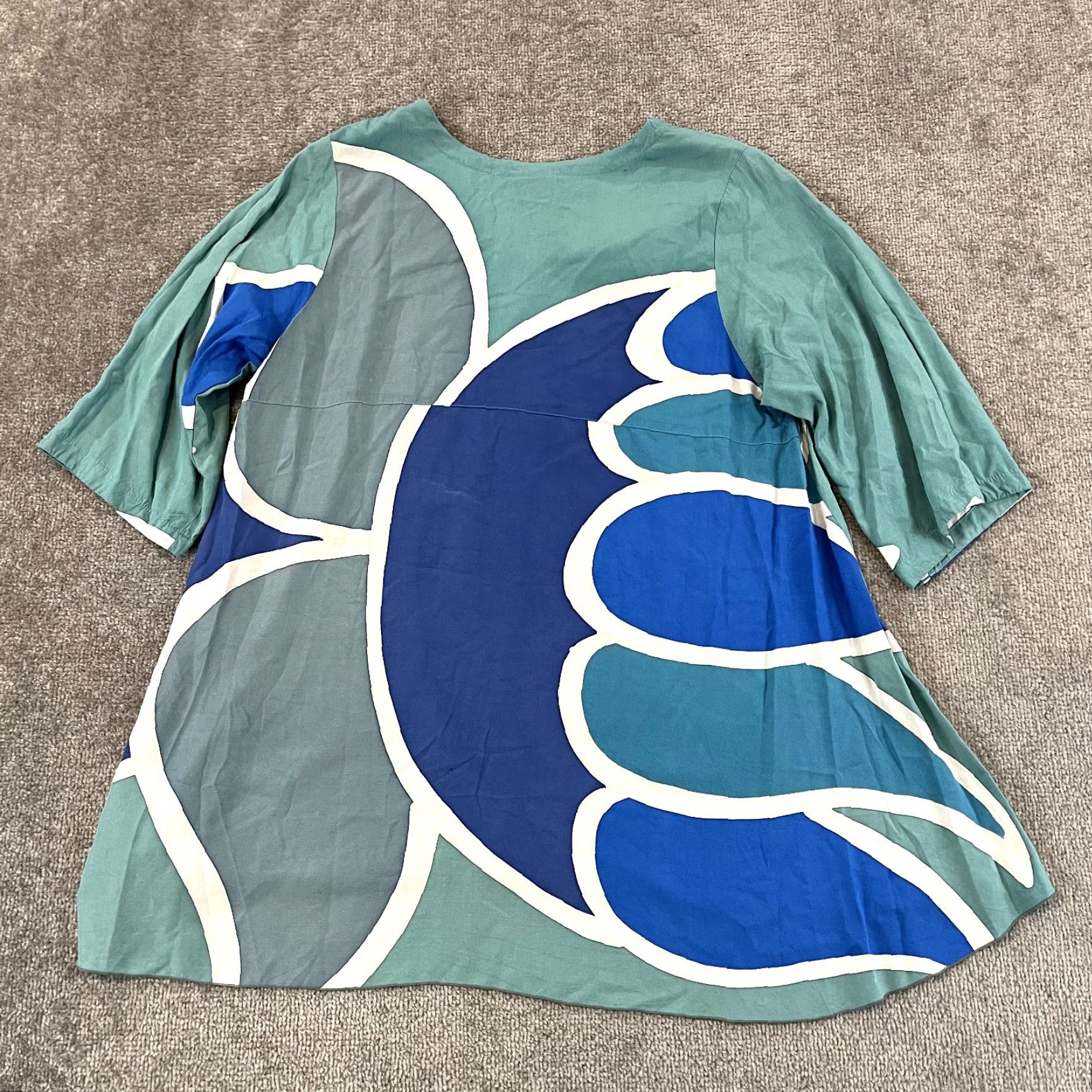 Vintage IGUANA Shirt Womens L Tunic Top Blue Abstract Wearable Art Oversized 3/4 SLV Tunic Geometric Casual Sleeve Womens L Blue Art 3/4 Sleeve Vintage? Size L / US 10 / IT 46 - 2 Thumbnail