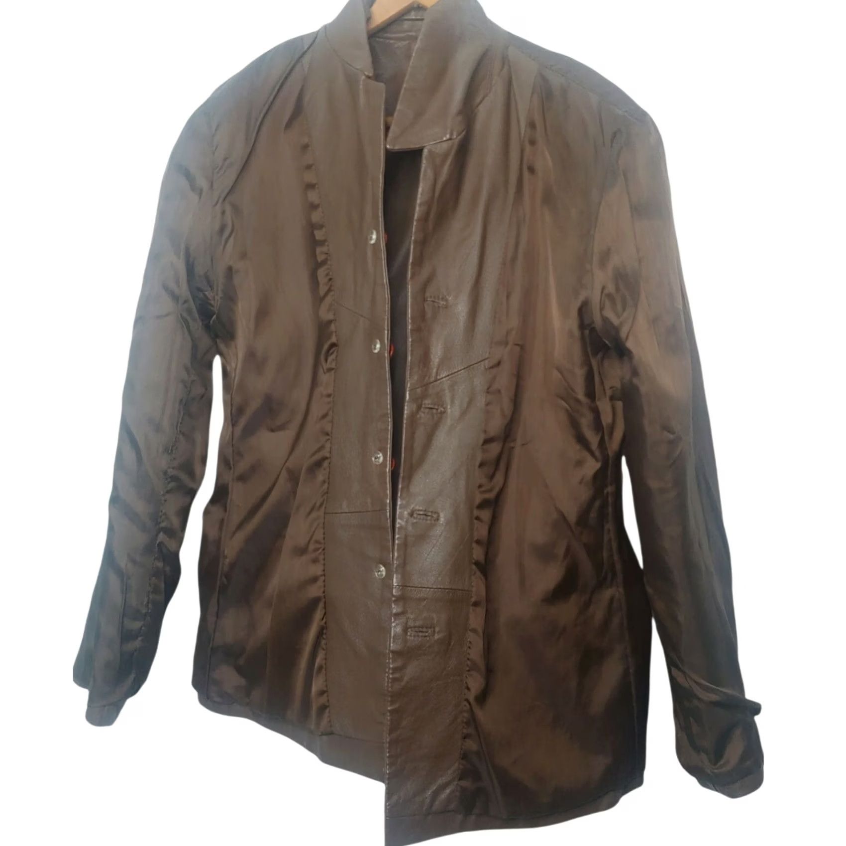 Vintage VINTAGE Forenza Leather Jacket Brown Button Up Collared Mid-Length Womens L 90s Casual Size L / US 10 / IT 46 - 2 Thumbnail