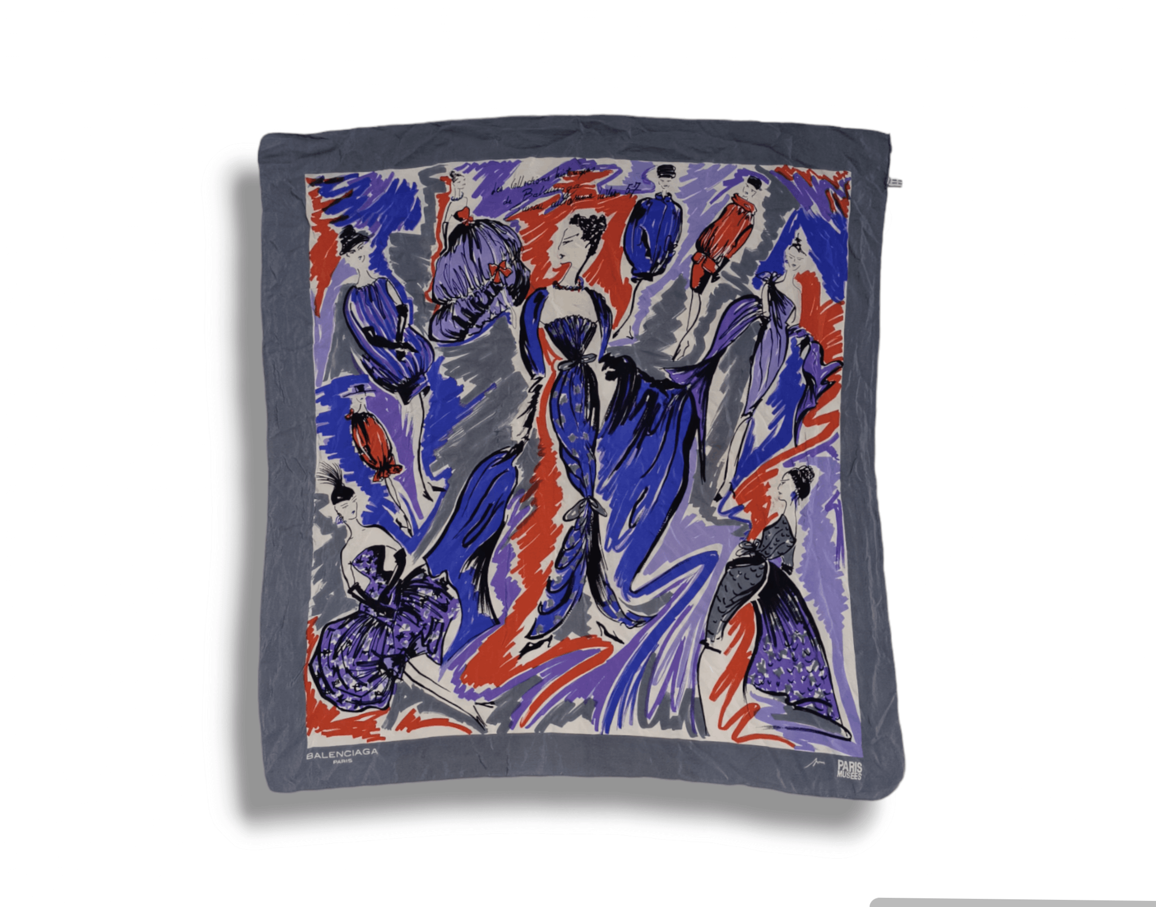 Vintage Balenciaga Paris Musees Silk Scarf