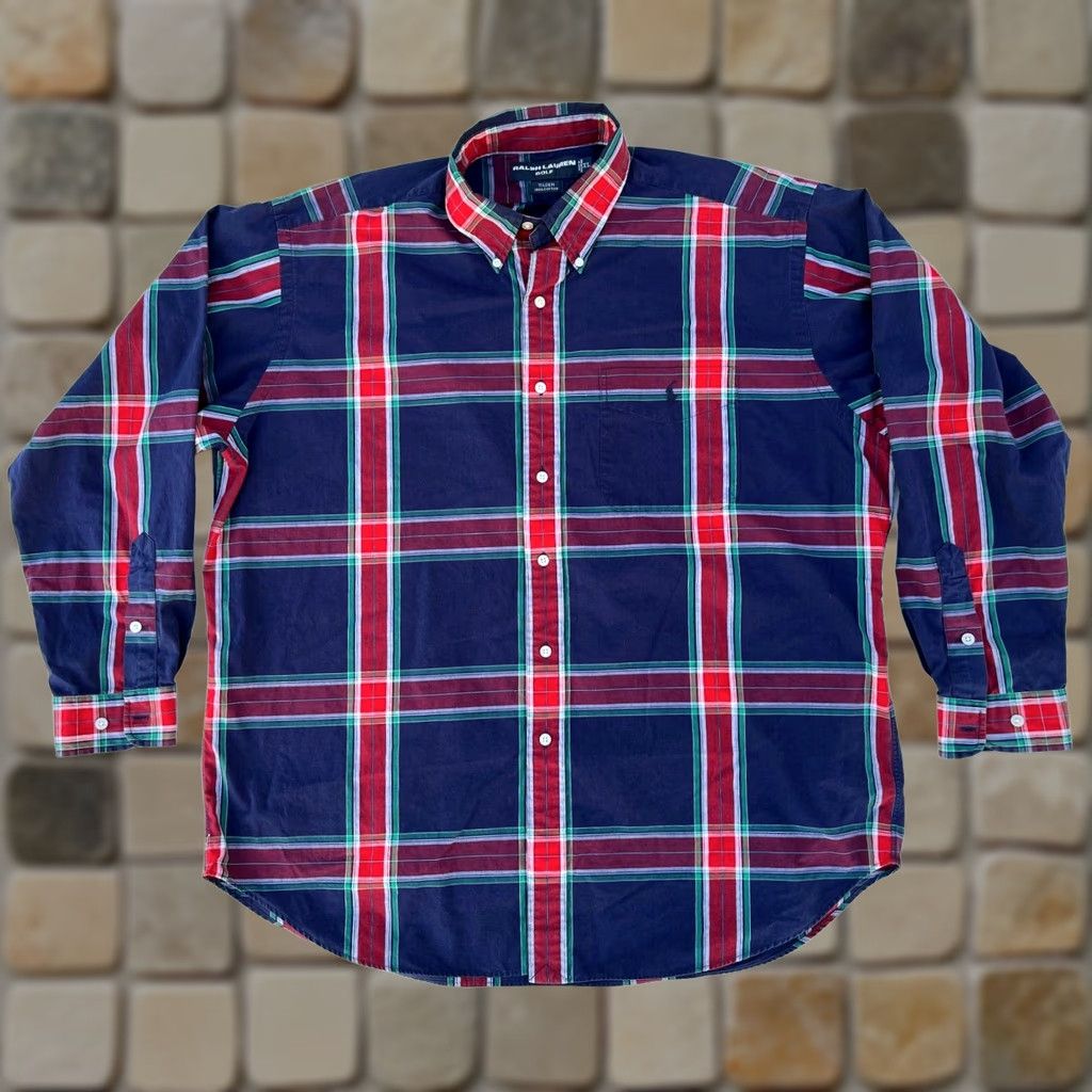 Ralph Lauren VINTAGE Ralph Lauren Golf Button-Down Shirt XL Men’s Plaid Long Sleeve Tilden Cotton Pocketed Shirt Size US XL / EU 56 / 4 - 1 Thumbnail