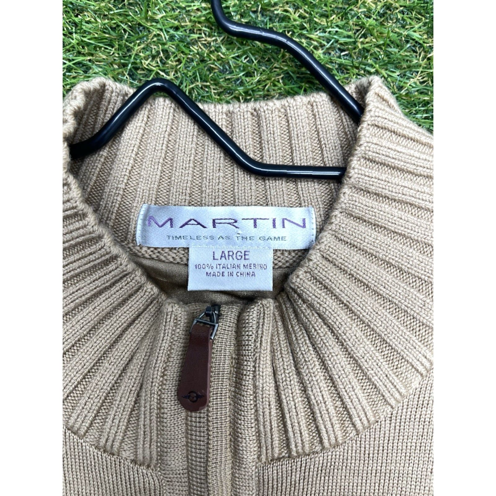 Vintage Martin Merino Wool Sweater Vest Mens Large 1/4 Zip Italian Tan Beige Designer Size US L / EU 52-54 / 3 - 3 Thumbnail