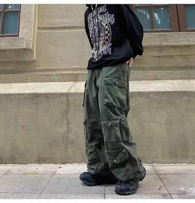 Japanese Brand Green Color Multi-pocket Cargo Pant Size US 32 / EU 48 - 2 Thumbnail