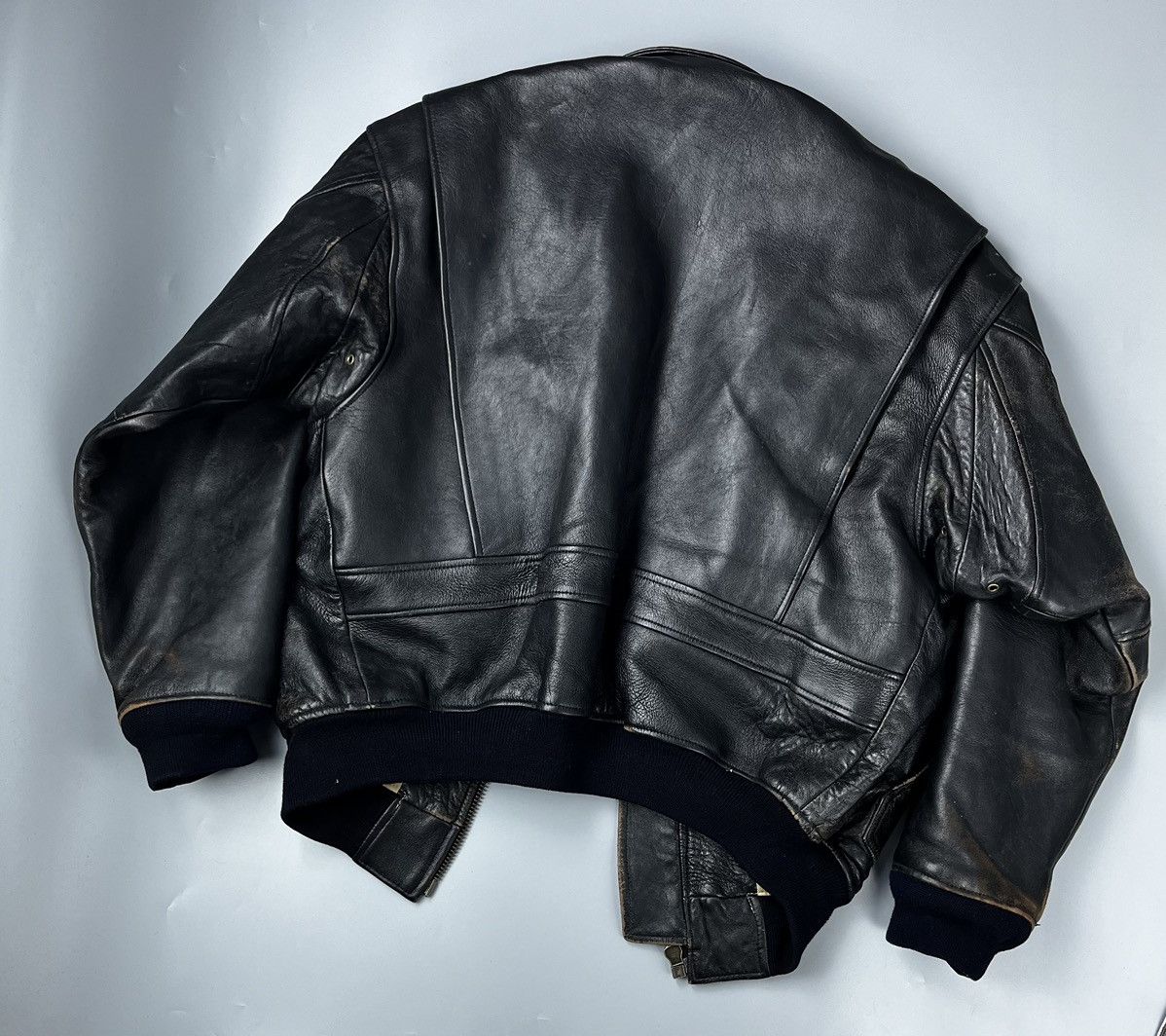 Avirex × Leather Jacket × Made In Usa Vtg 80's DISTRESSED