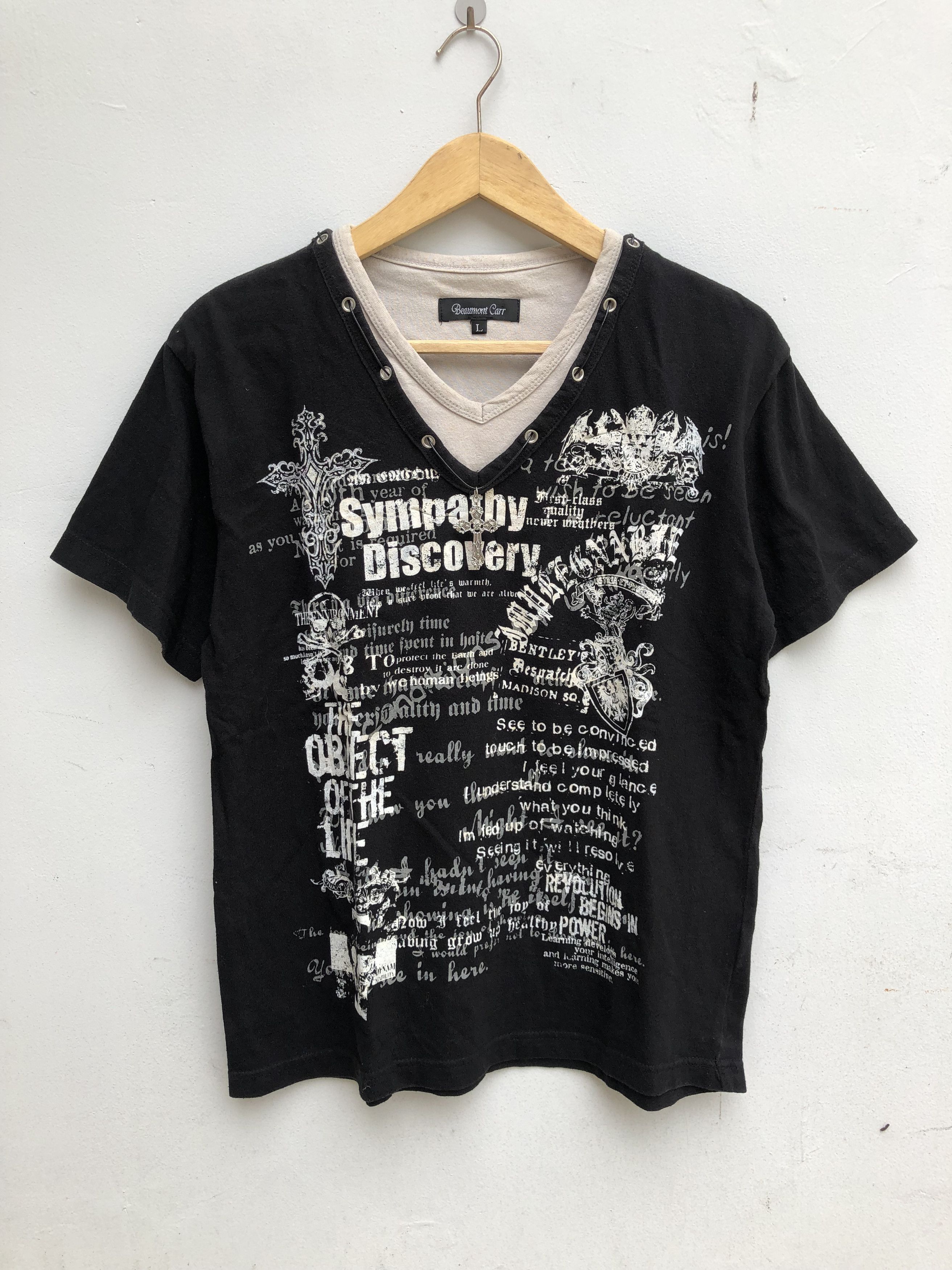 image of If Six Was Nine x Le Grande Bleu L G B Y2K Beaumont Carr Poem With Cross Necklace Tshirt in Black (