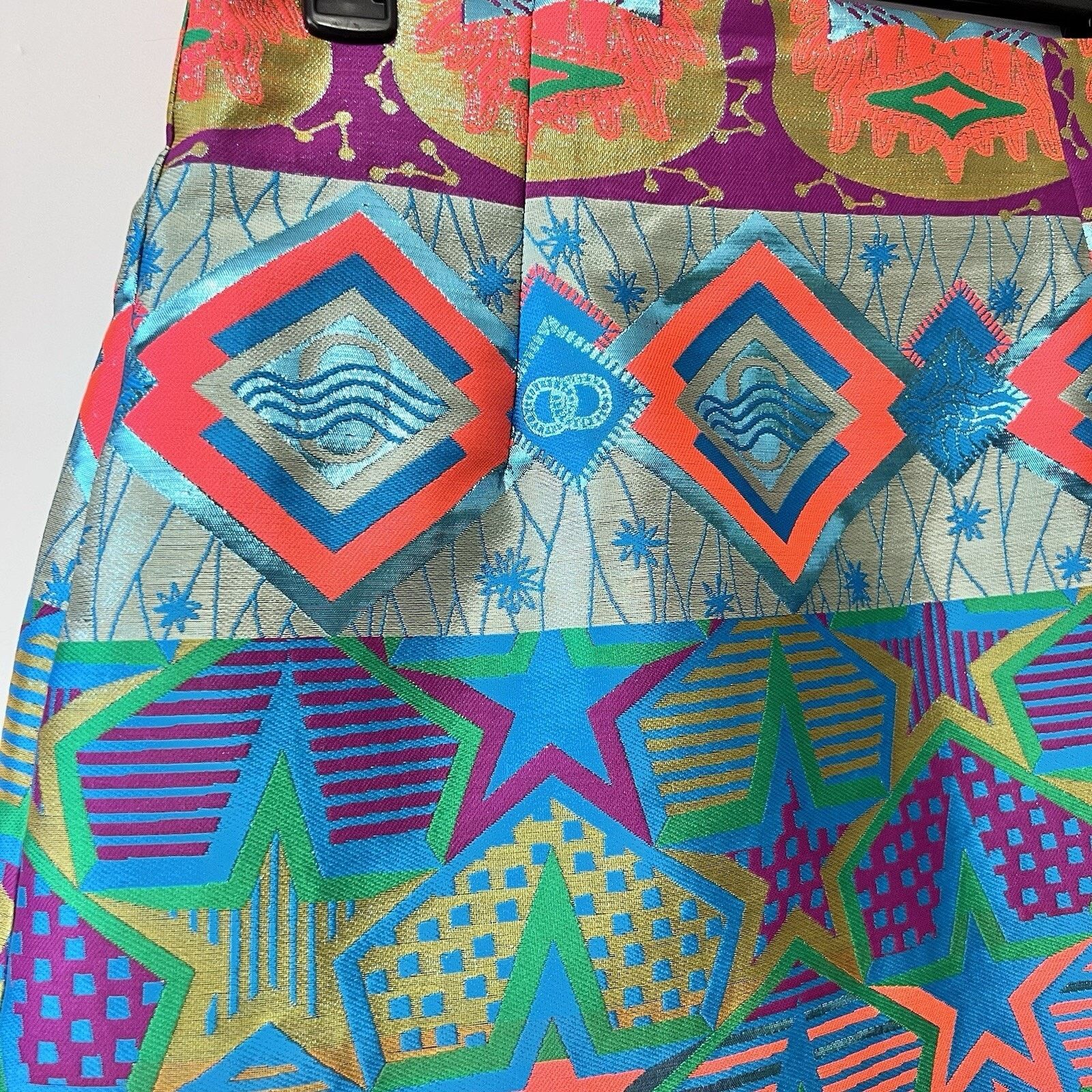 Cynthia Rowley Cynthia Rowley Metallic Neon Brocade Miniskirt Size 28" / US 6 / IT 42 - 2 Thumbnail