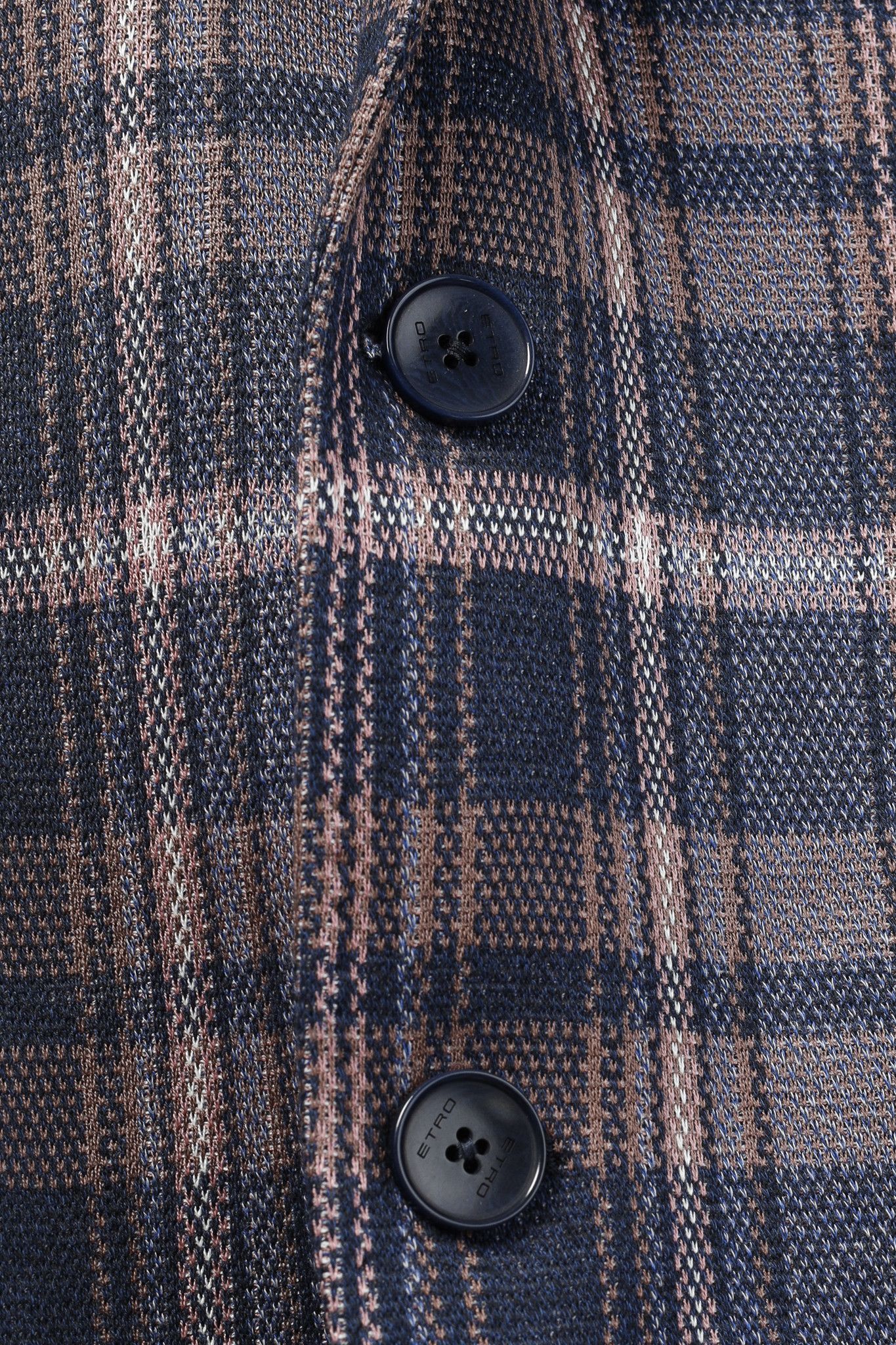 Etro Etro Navy Pink Tartan Classic Single-Breast Knit Blazer Size 40R - 7 Thumbnail