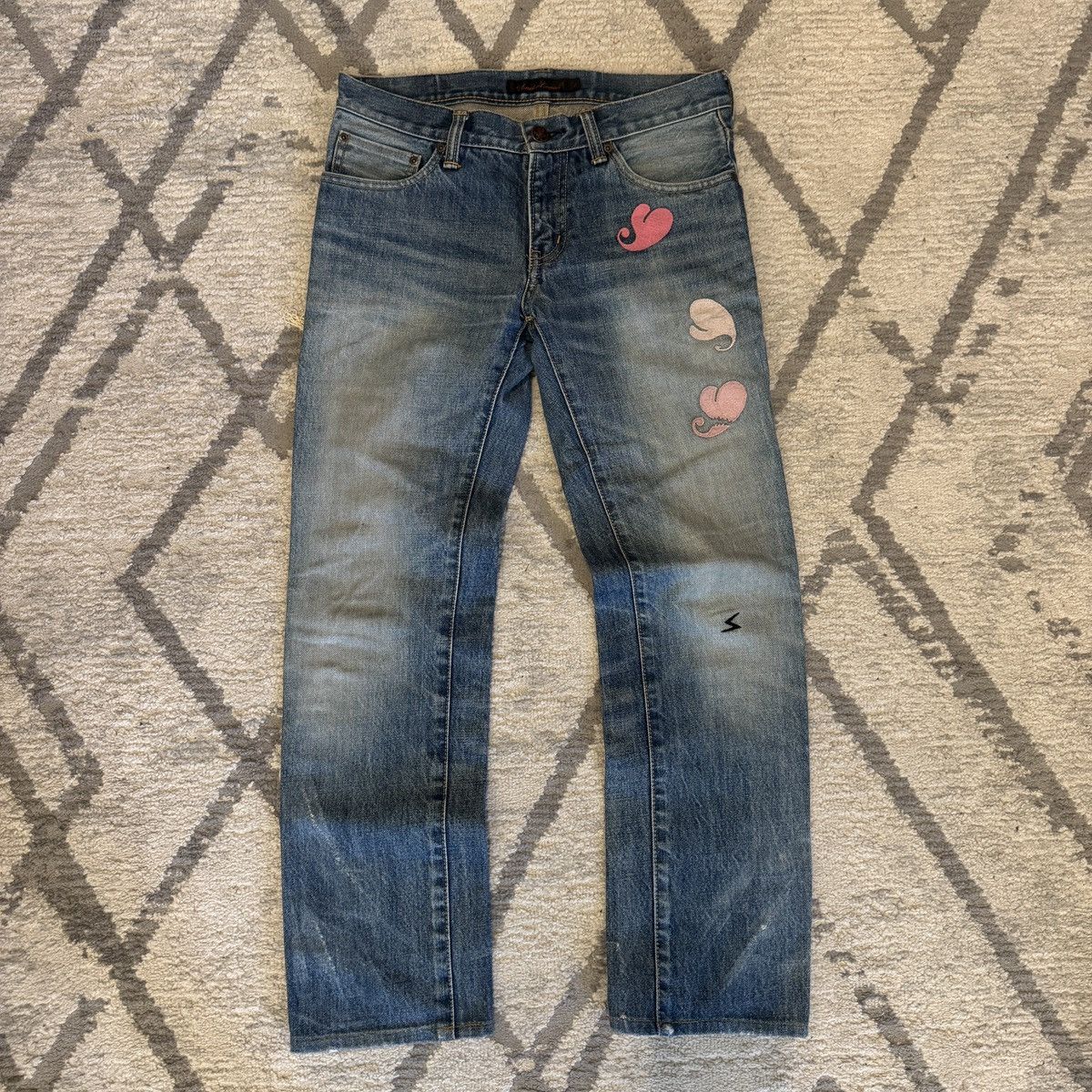 Undercover Heart Patch Distressed Denim AW05 Arts and Crafts