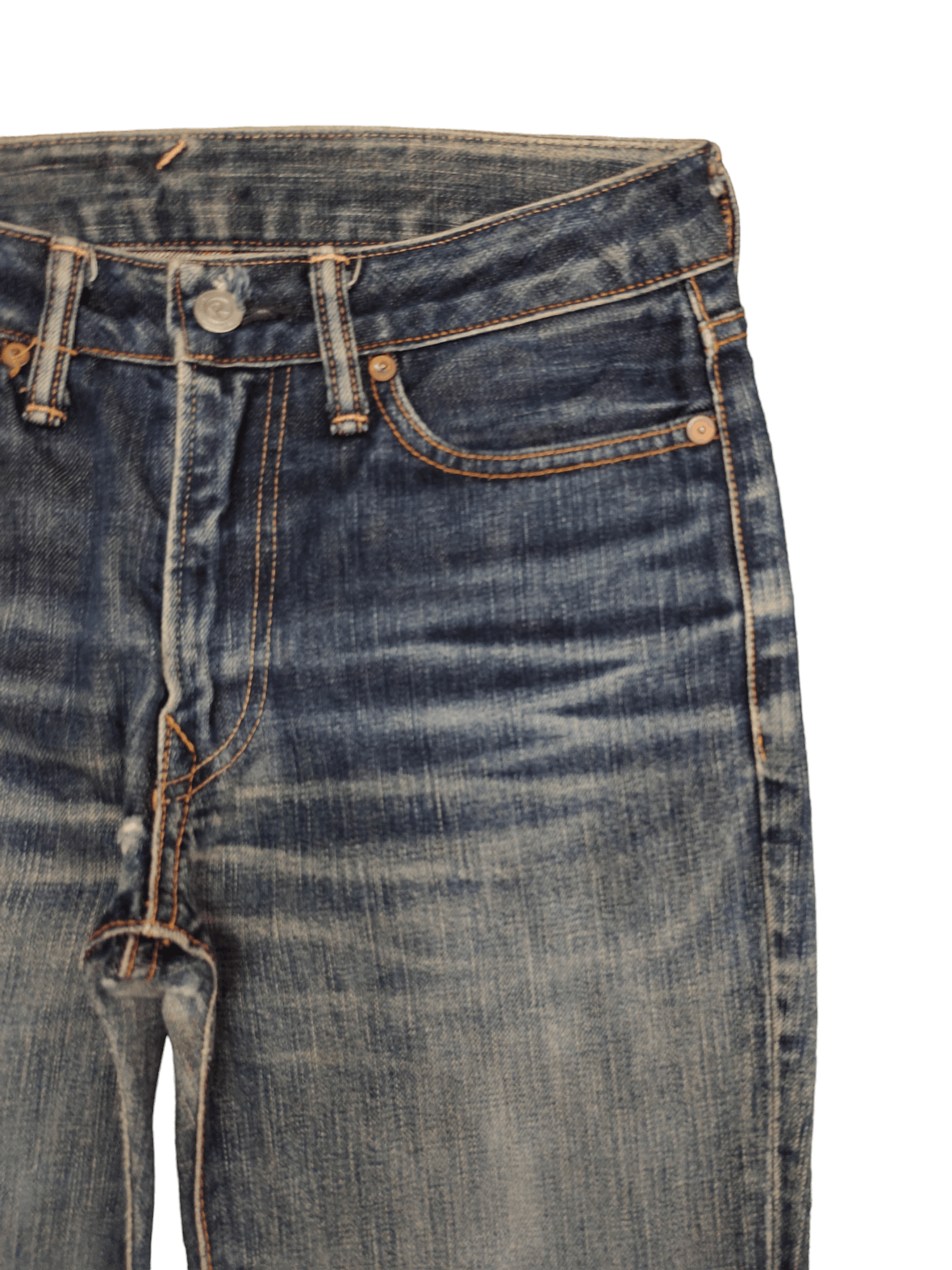 Kapital Vintage 90s 45rpm Clawmark Distress Faded Long Denim Jeans Size US 28 / EU 44 - 3 Thumbnail