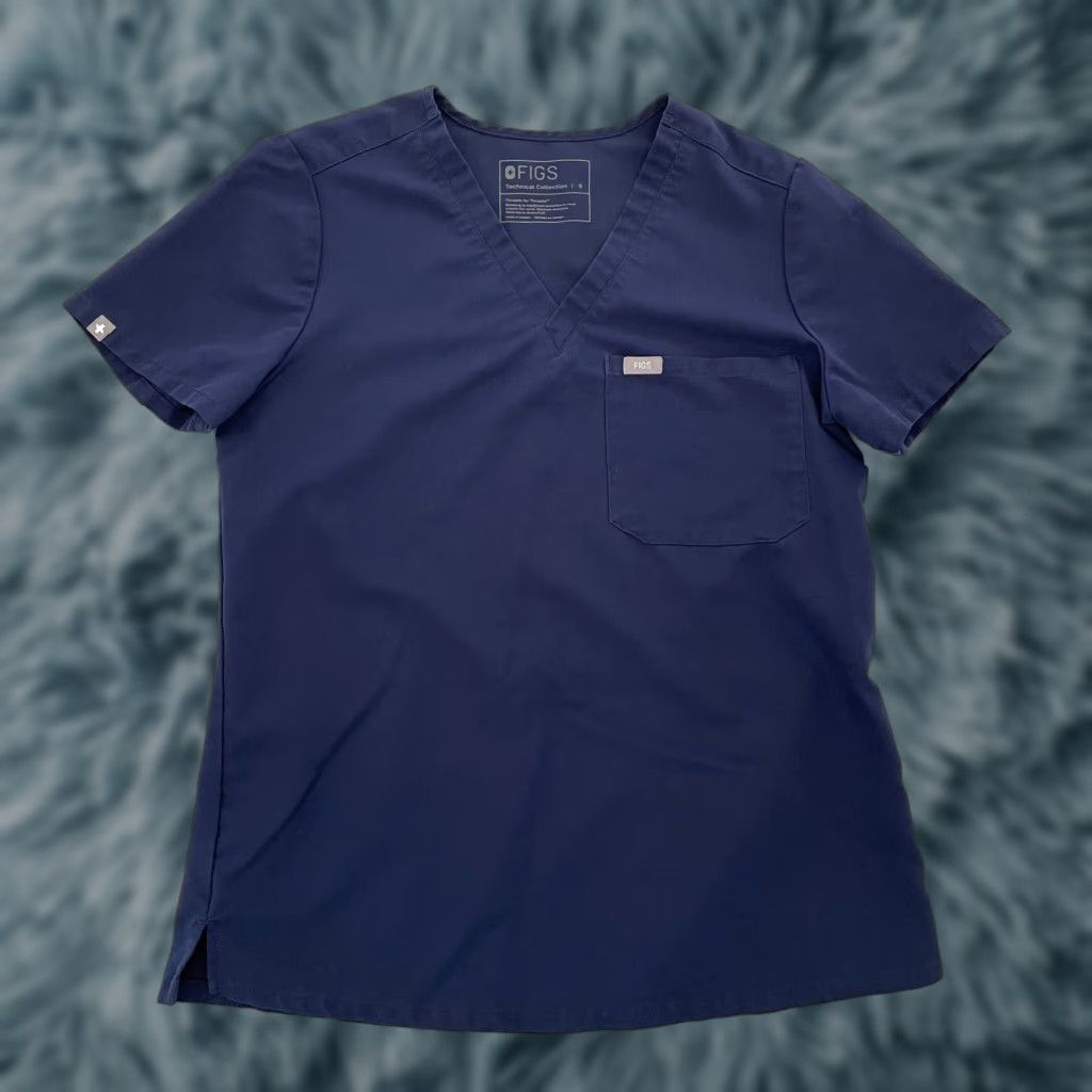 Vintage Figs Scrubs Womens Small Technical Collection Stretch Ladies S Blue Top V Neck Shirt Size S / US 4 / IT 40 - 1 Thumbnail